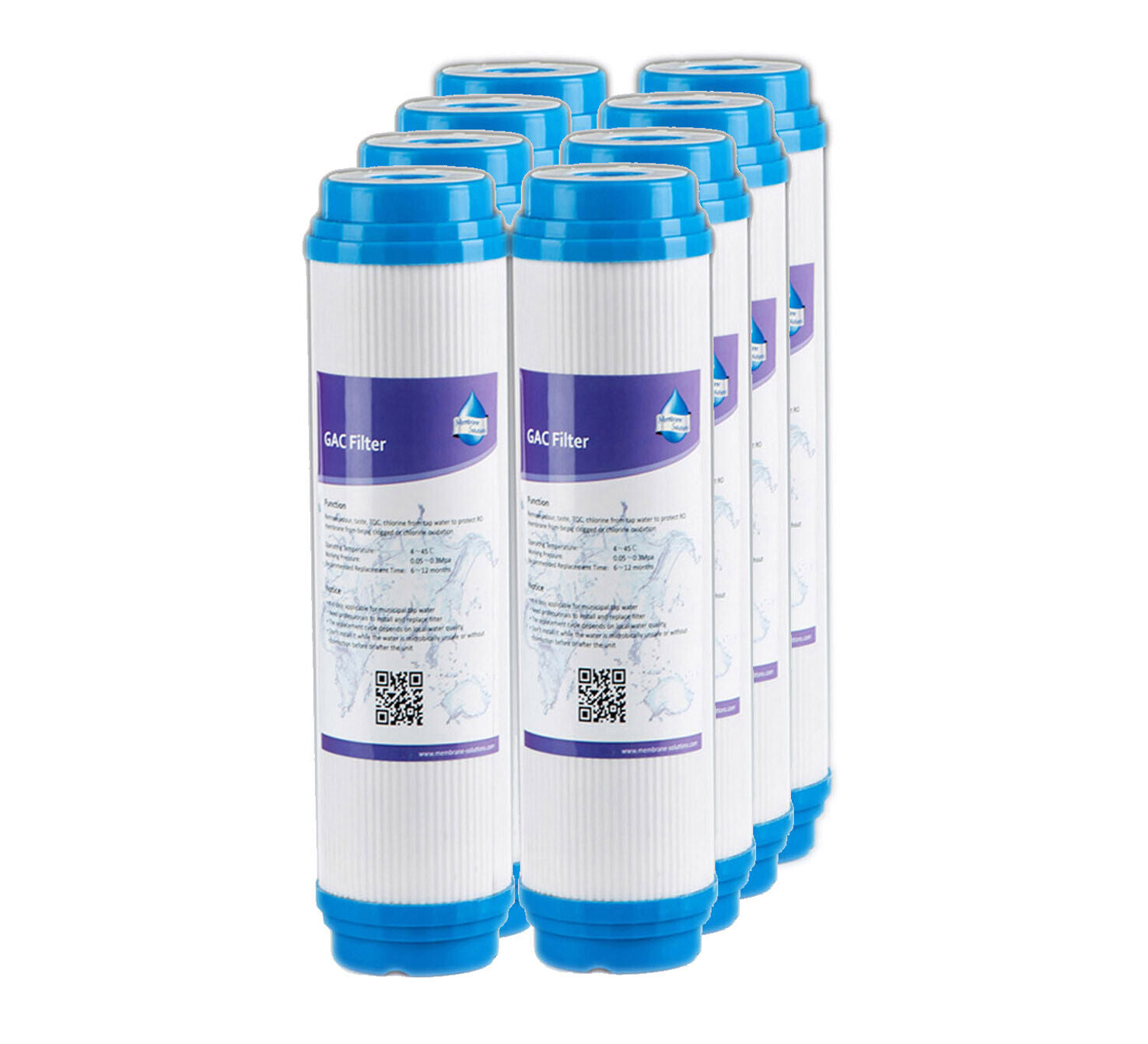 Membrane Solutions 10 * 2.5 inch 5 Micron GAC Granular Activated Carbon Filter Element Replacement Cartridge