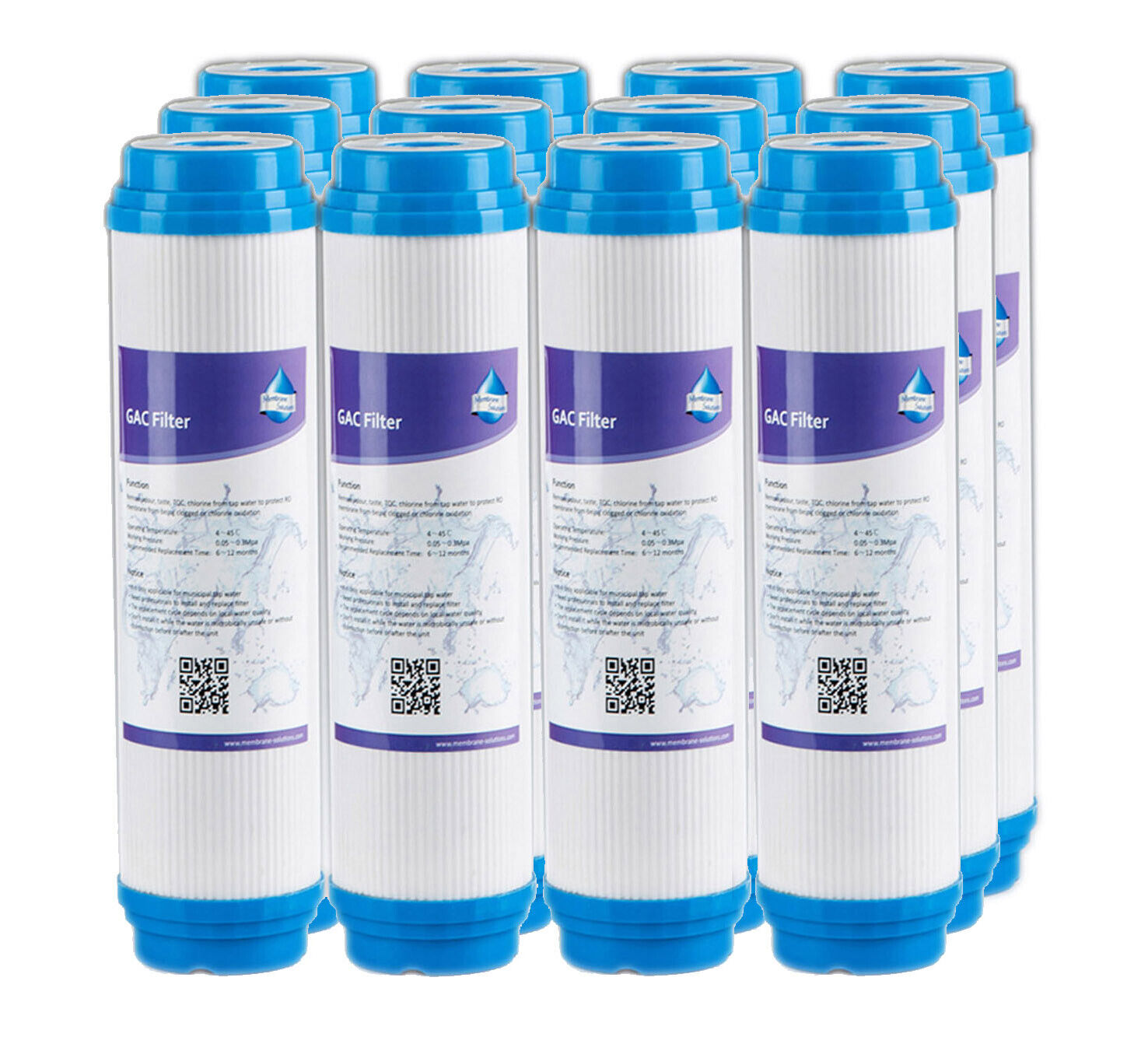 Membrane Solutions 10 * 2.5 inch 5 Micron GAC Granular Activated Carbon Filter Element Replacement Cartridge