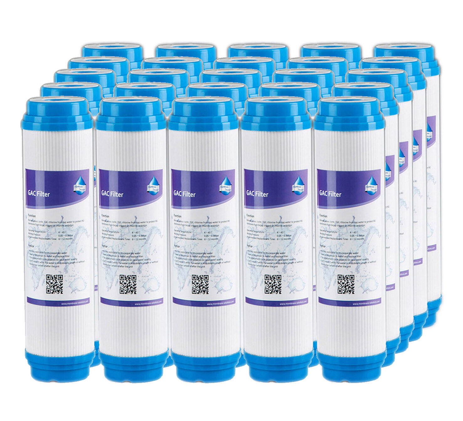 Membrane Solutions 10 * 2.5 inch 5 Micron GAC Granular Activated Carbon Filter Element Replacement Cartridge