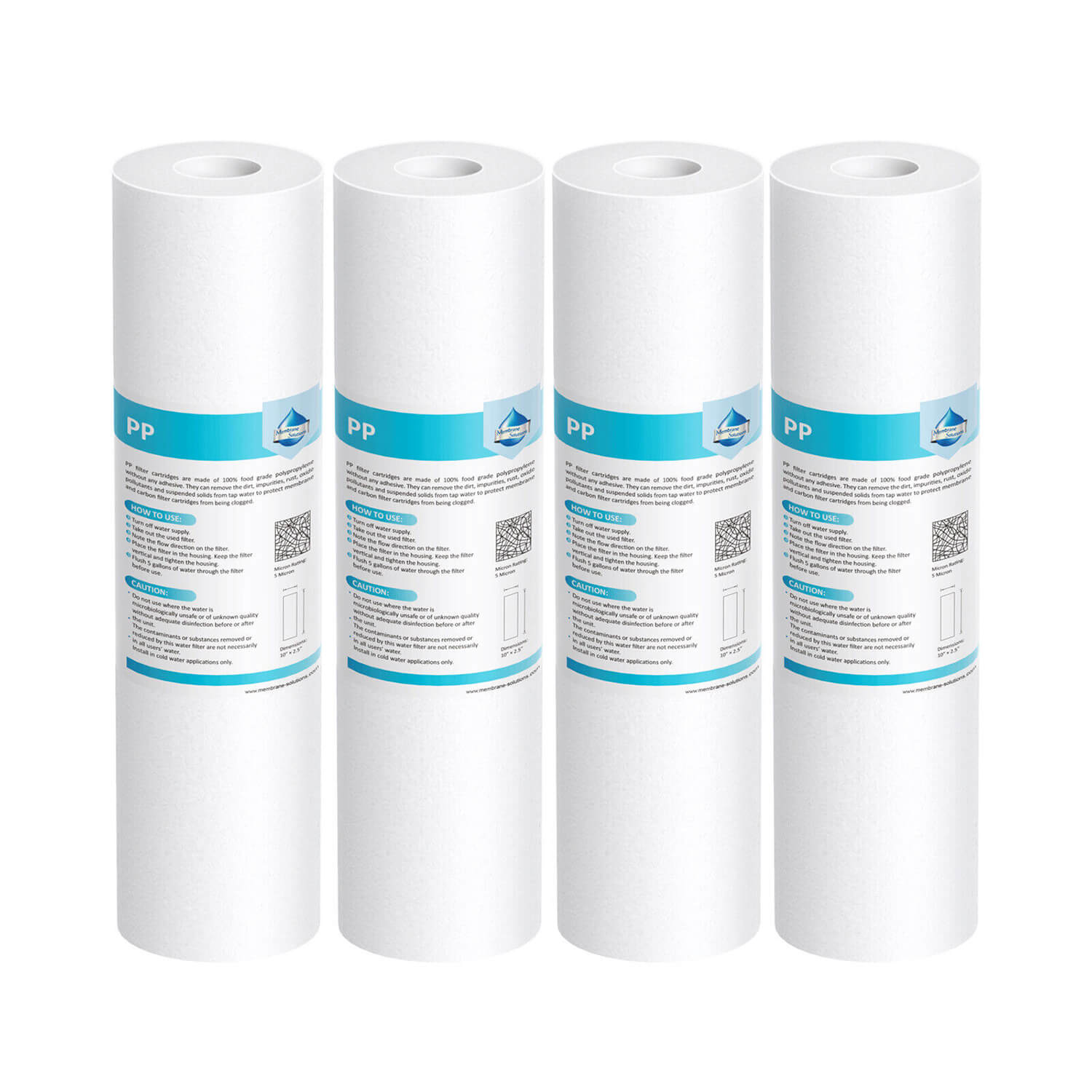 Membrane Solutions 10" x 2.5" Whole House PP Sediment Water Filter Replacement Cartridge 1/5/10/20/25/50 Micron