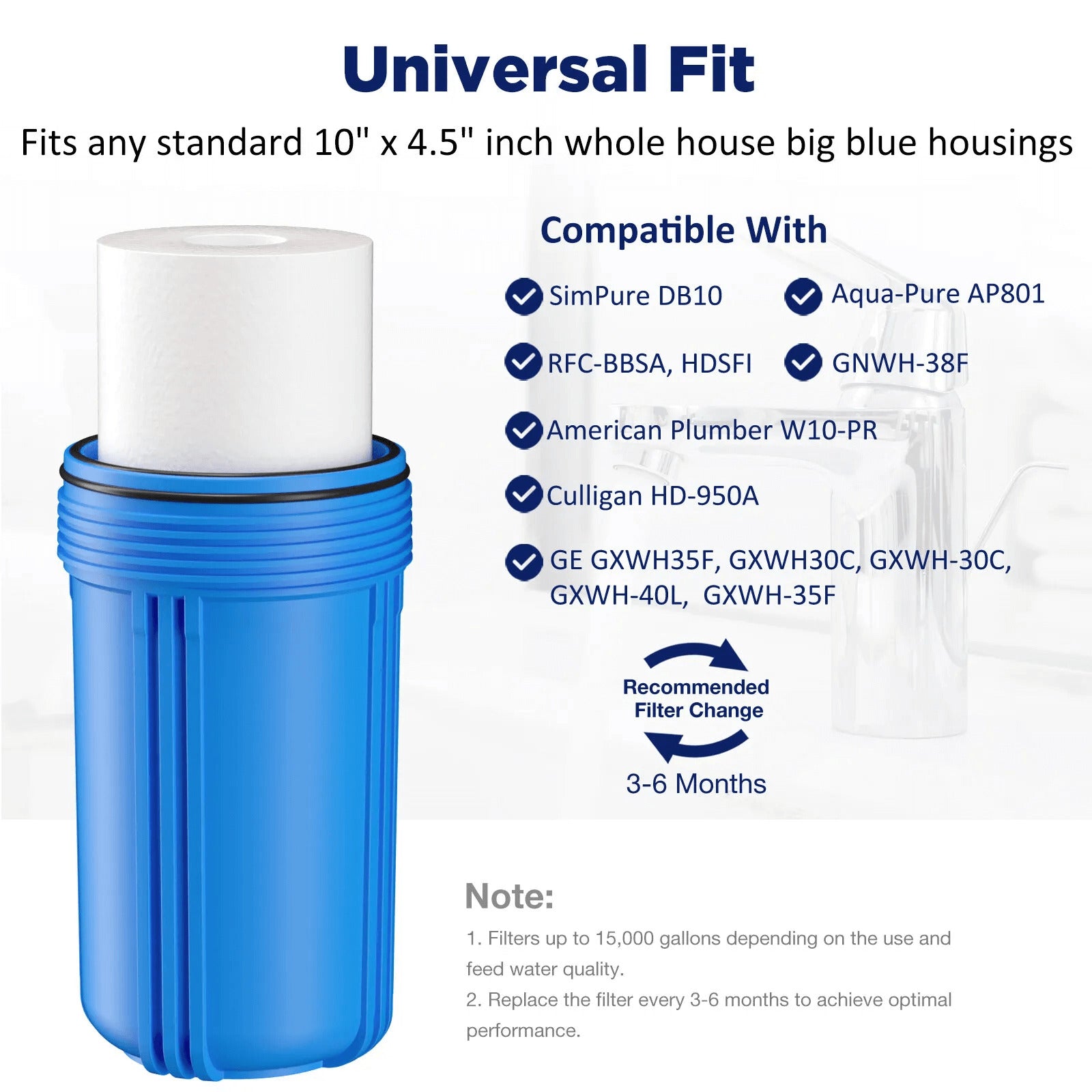 Membrane Solutions 10" x 4.5" Inch 5 Micron Whole House PP Sediment Water Filter Replacement Cartridge