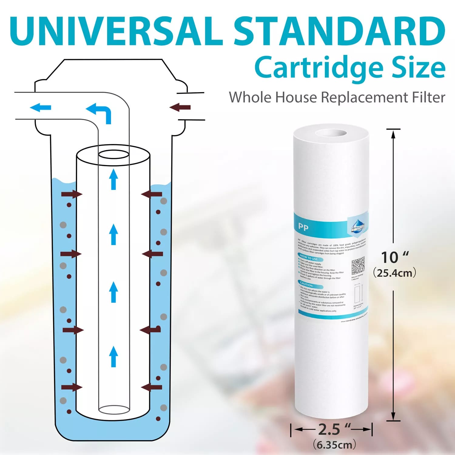 Membrane Solutions 10" x 2.5" Whole House PP Sediment Water Filter Replacement Cartridge 1/5/10/20/25/50 Micron