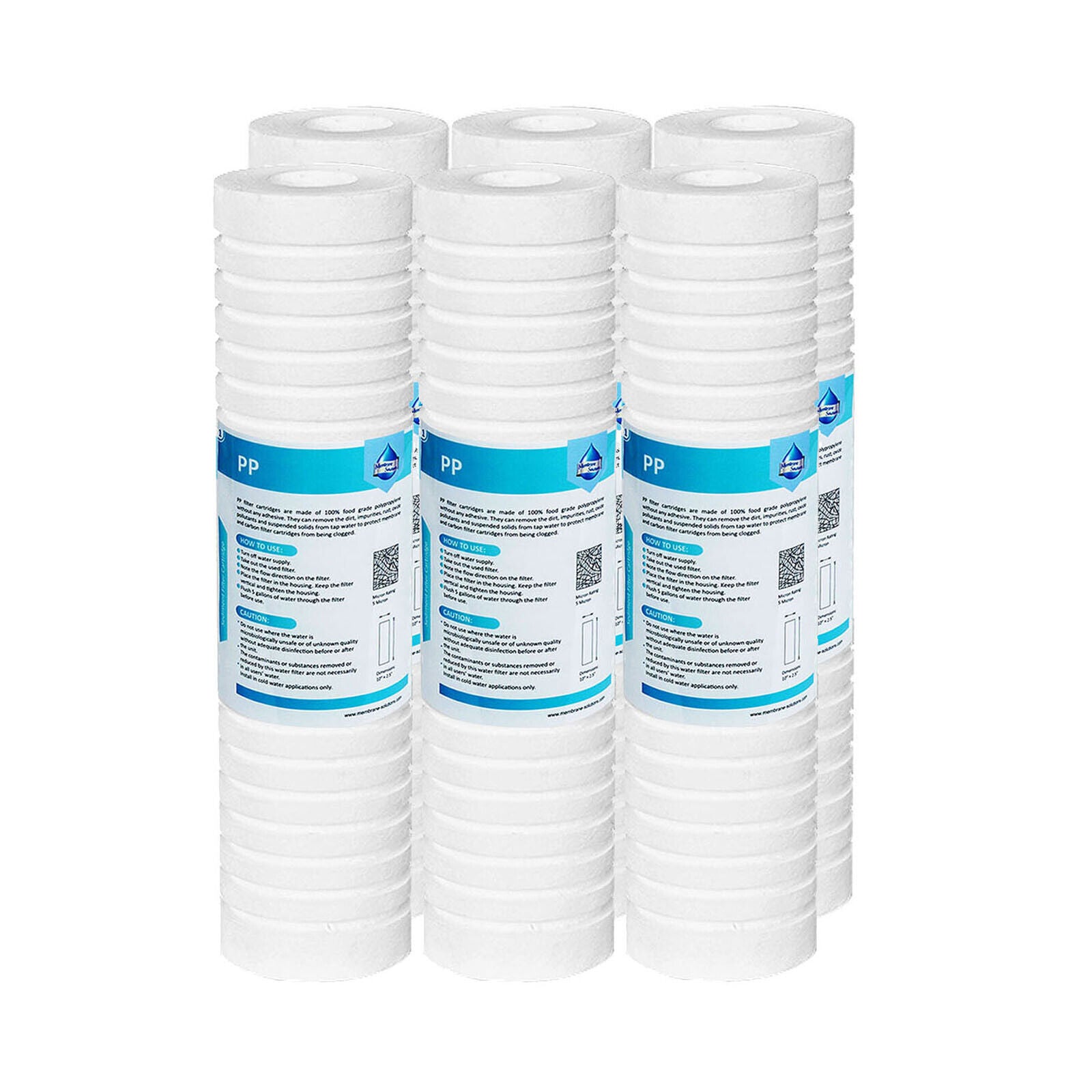Membrane Solutions 10" x 2.5" Grooved Sediment Water Filter Cartridge for 10 inch RO Unit 0.5/5 MIcron