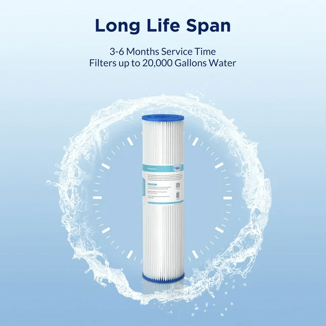 Membrane Solutions 10" x 2.5" Pleated Polyester Sediment Water Filter  Replacement Cartridge Universal Whole House Pre-Filter 5/20/50 Micron