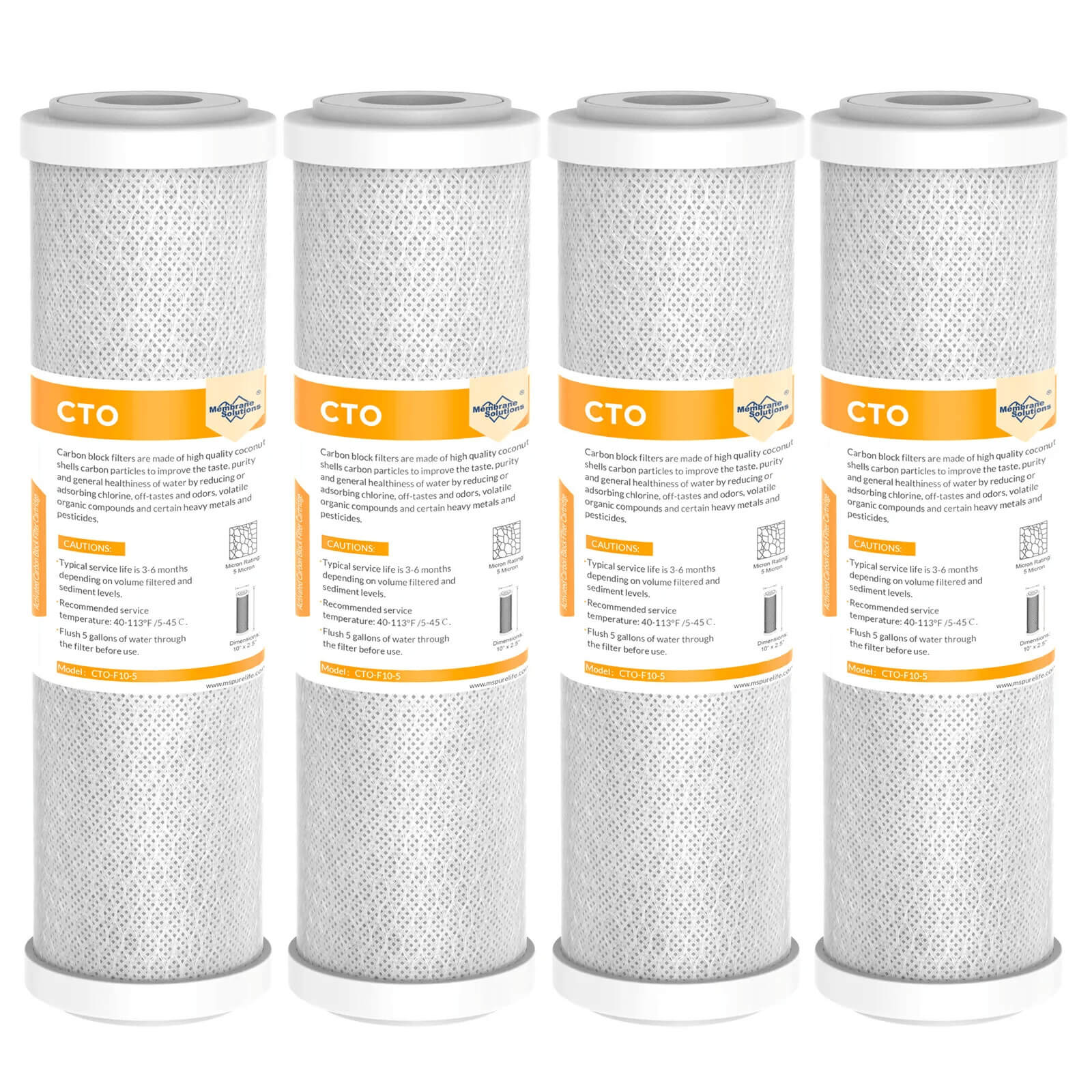 Membrane Solutions Coconut Shell Activated Carbon Whole House Sediment Water Filter Cartridge Replacement | 5 Micron 10" x 2.5"