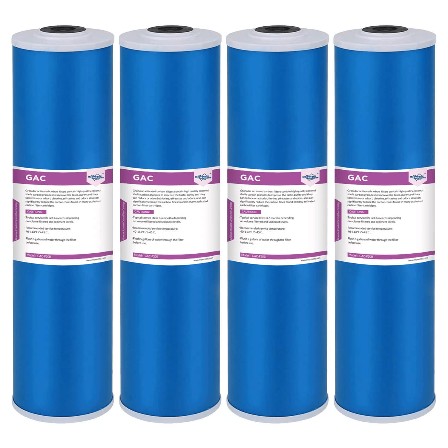 Membrane Solutions 20" x 4.5" 5 Micron Big Blue GAC Granular Activated Carbon Water Filter Cartridge