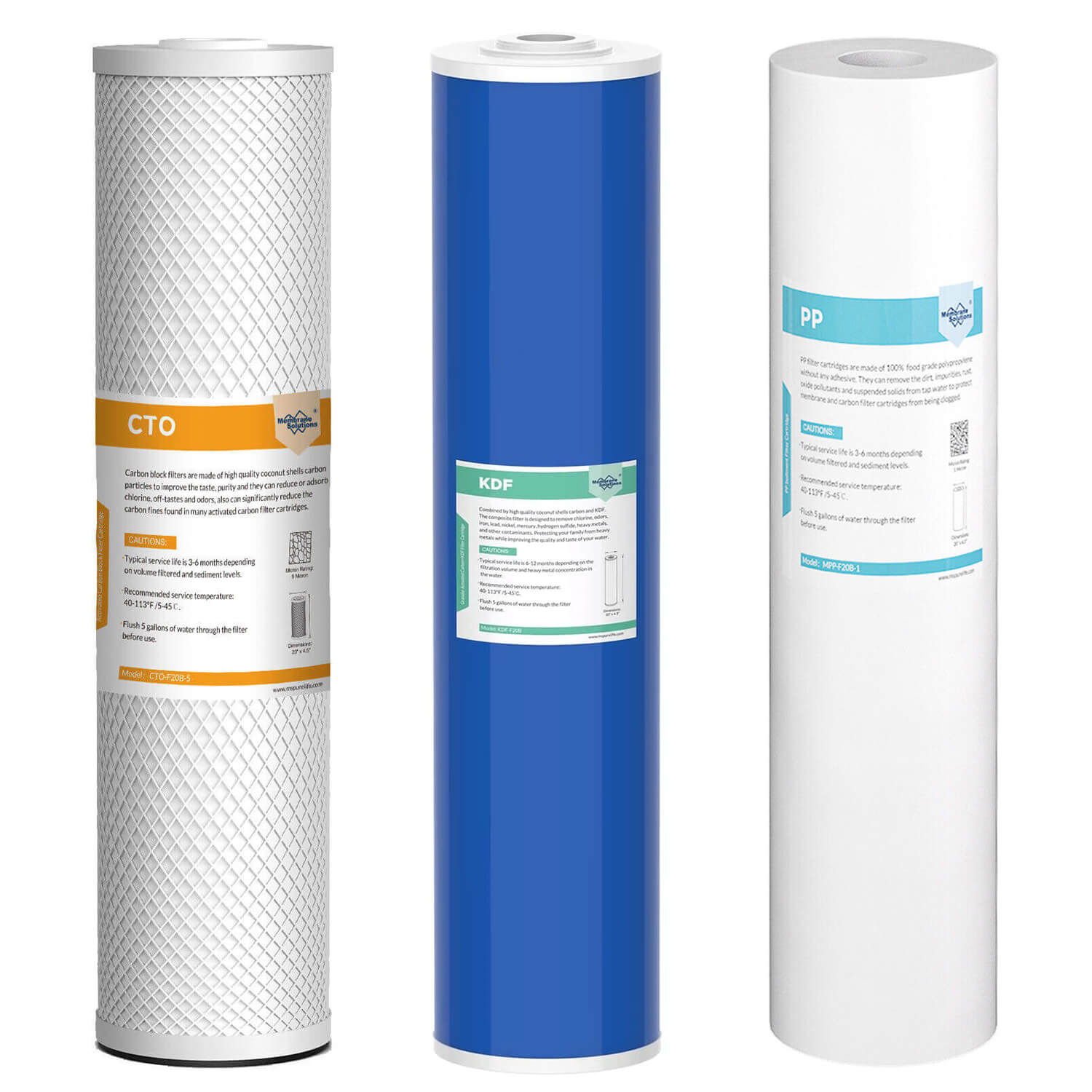 SimPure DB20P-3KDF/DB20P-3/DB20P 20" x 4.5" Whole House Water Filter Replacement Filter Set