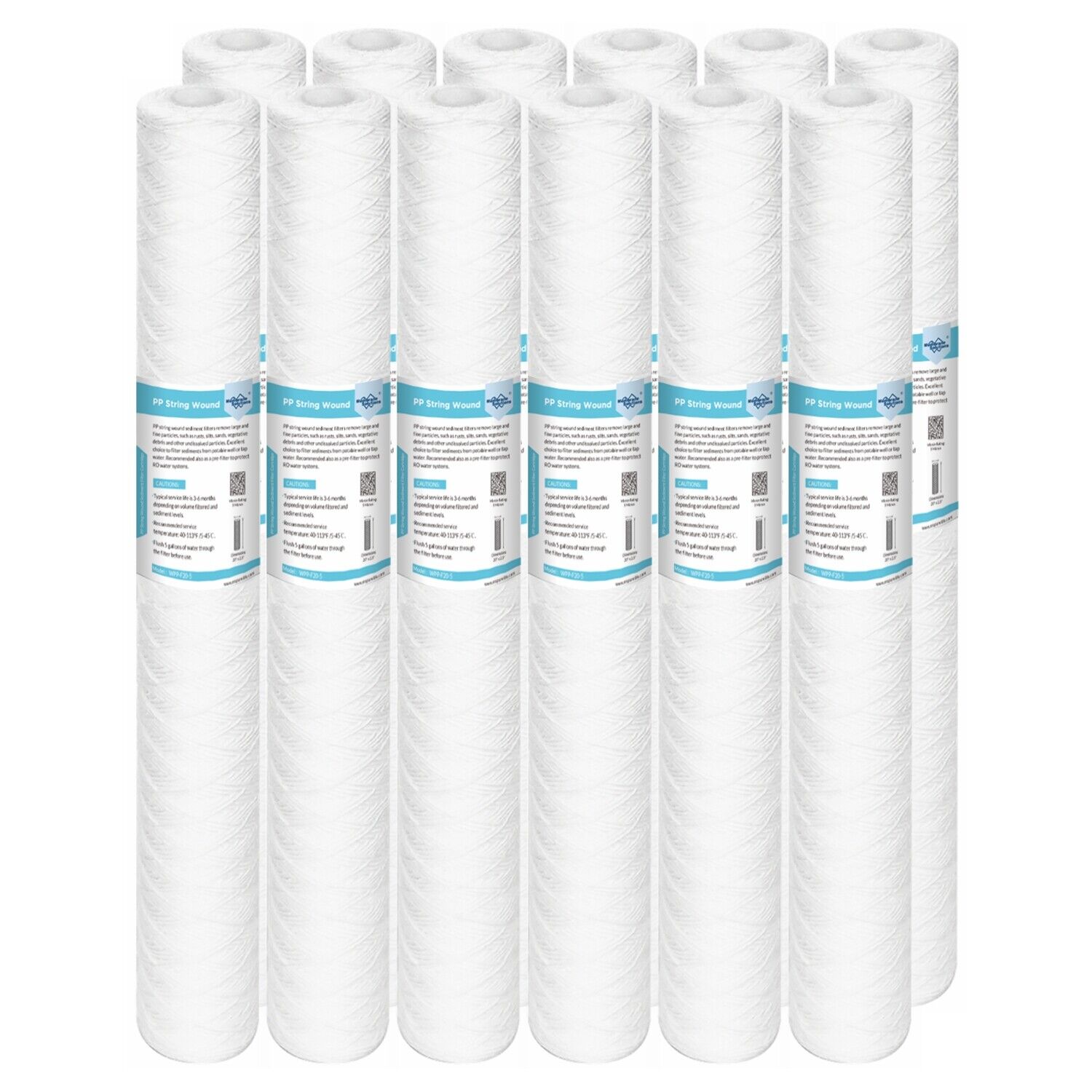 Membrane Solutions 20"x2.5" Whole House String Wound Sediment Water Filter 1/5/10/20 Micron