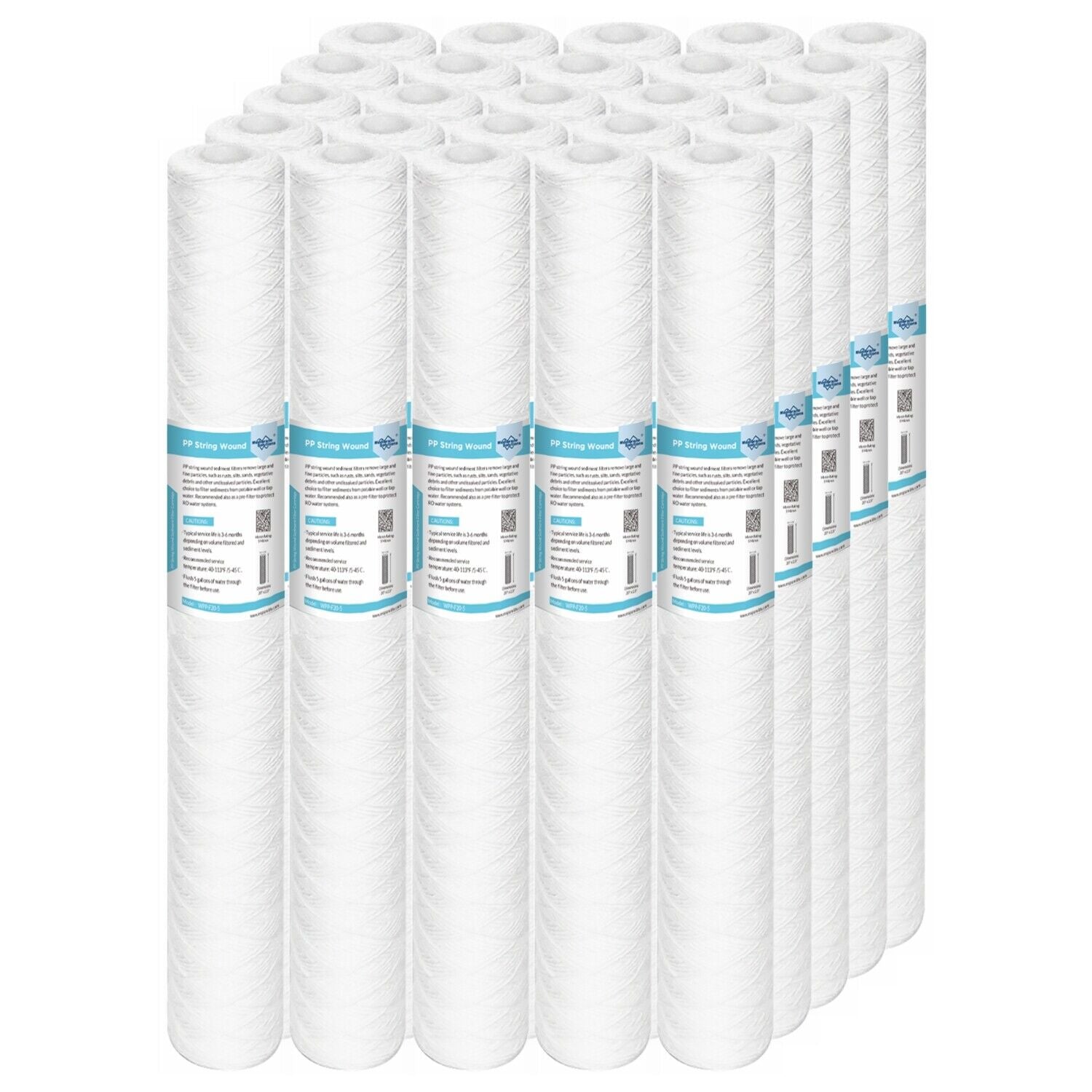 Membrane Solutions 20"x2.5" Whole House String Wound Sediment Water Filter 1/5/10/20 Micron