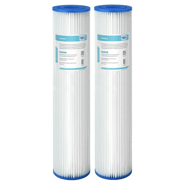 Membrane Solutions 20" x 4.5" Washable Pleated Sediment Water Filter for Whole House Heavy Duty Sediment Replacement Cartridge