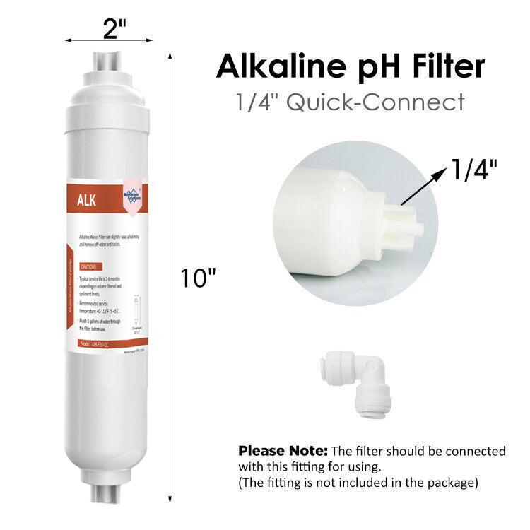 Membrane Solutions 10-inch Alkaline Water Filter pH with Replacement Alkaline Filter for 6-Stage RO System