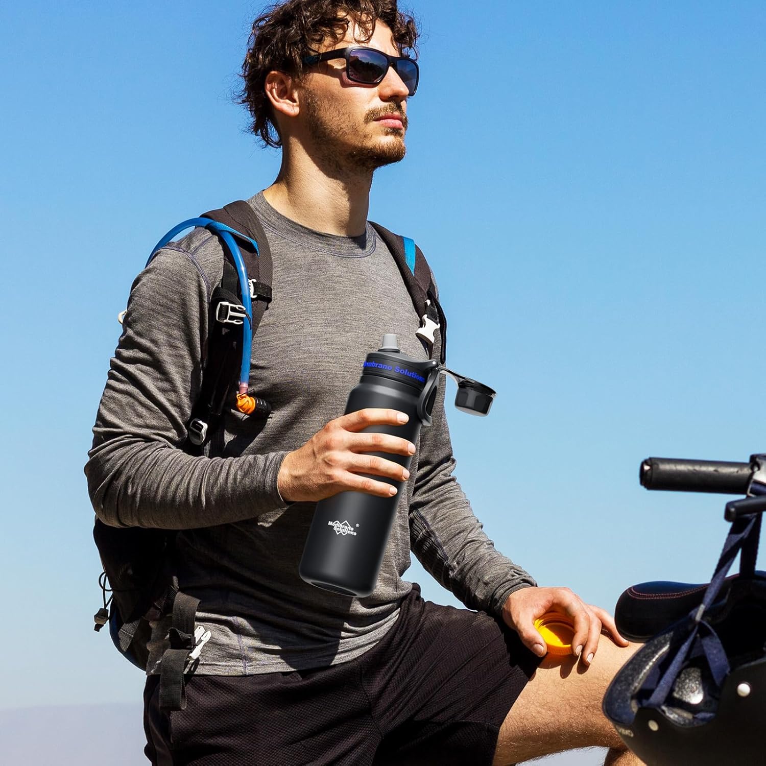 Membrane Solutions C3 32oz 6-Stage Stainless Steel Water Filter Bottle