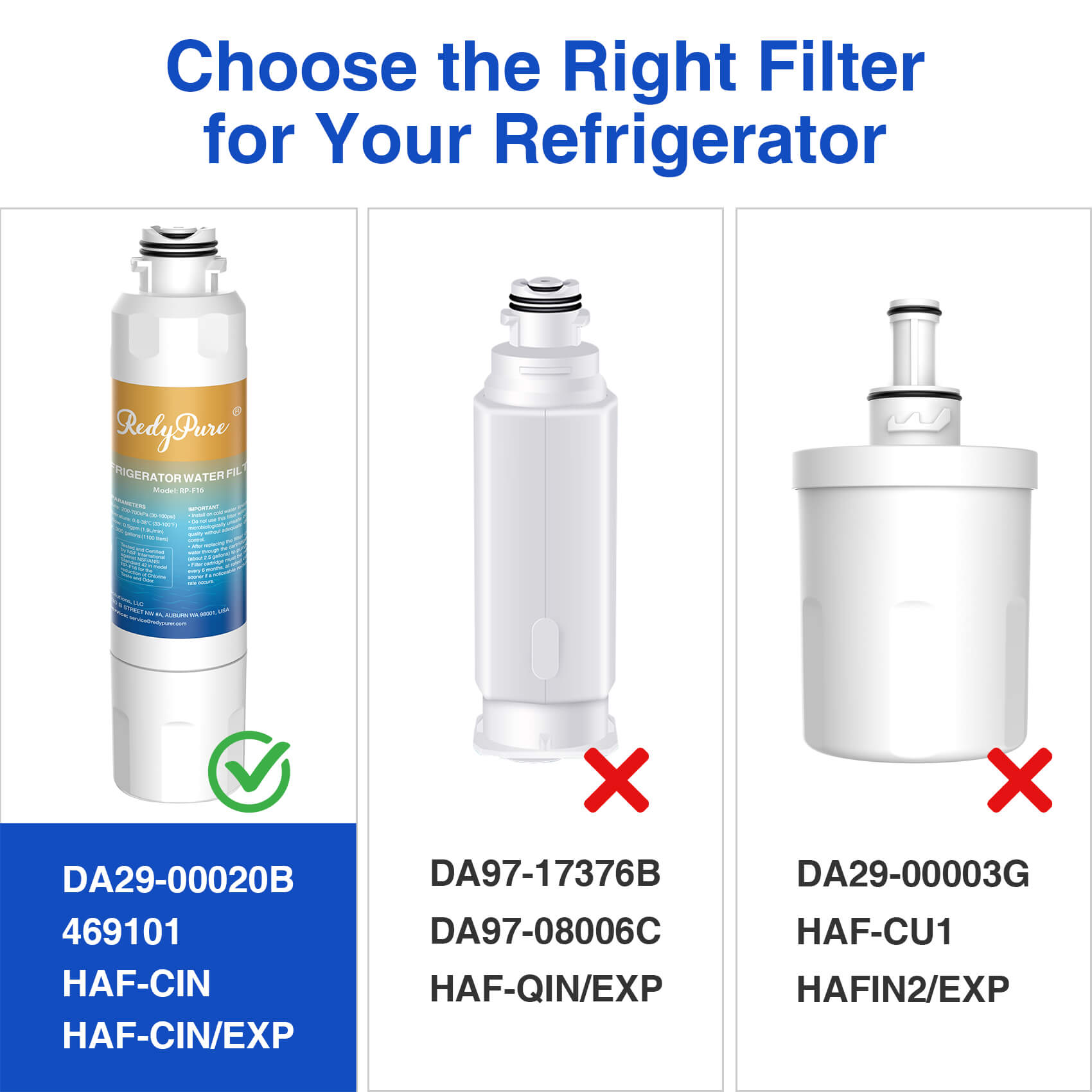 RedyPure RP-F16 Replacement for Samsung DA29-00020B/A HAF-CIN-EXP Refrigerator Water Filter