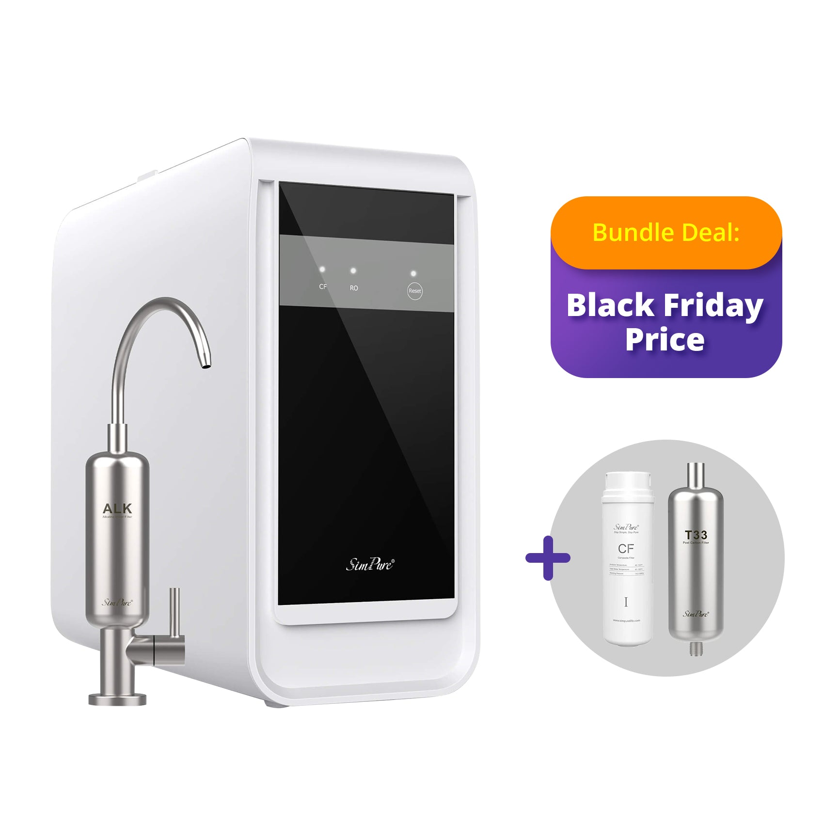 SimPure Q3-600A 600GPD 8-Stage Tankless RO System with Alkaline Filter Remineralization