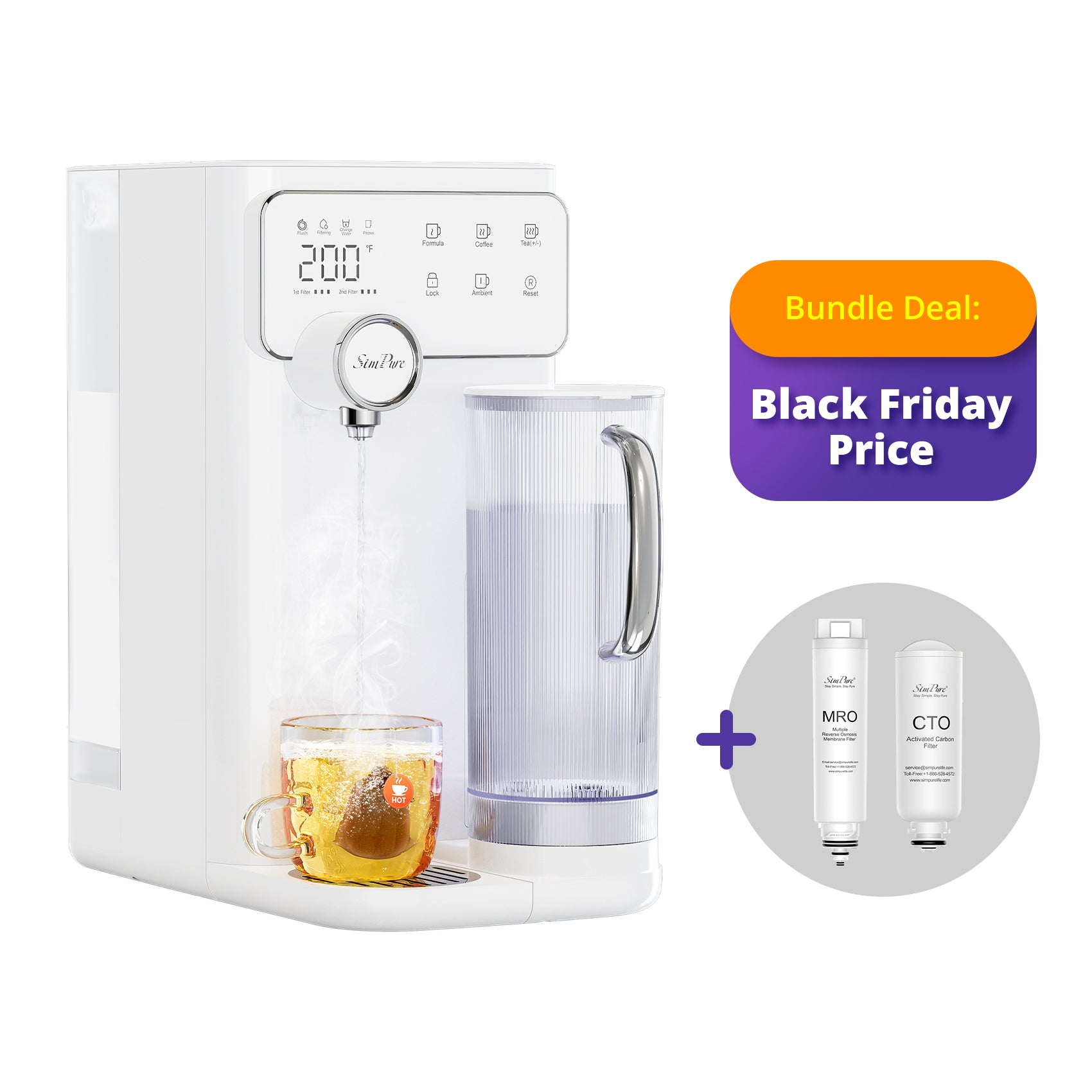 SimPure Y10H 6-Stage Countertop RO System Instant Hot Water Filter Dispenser