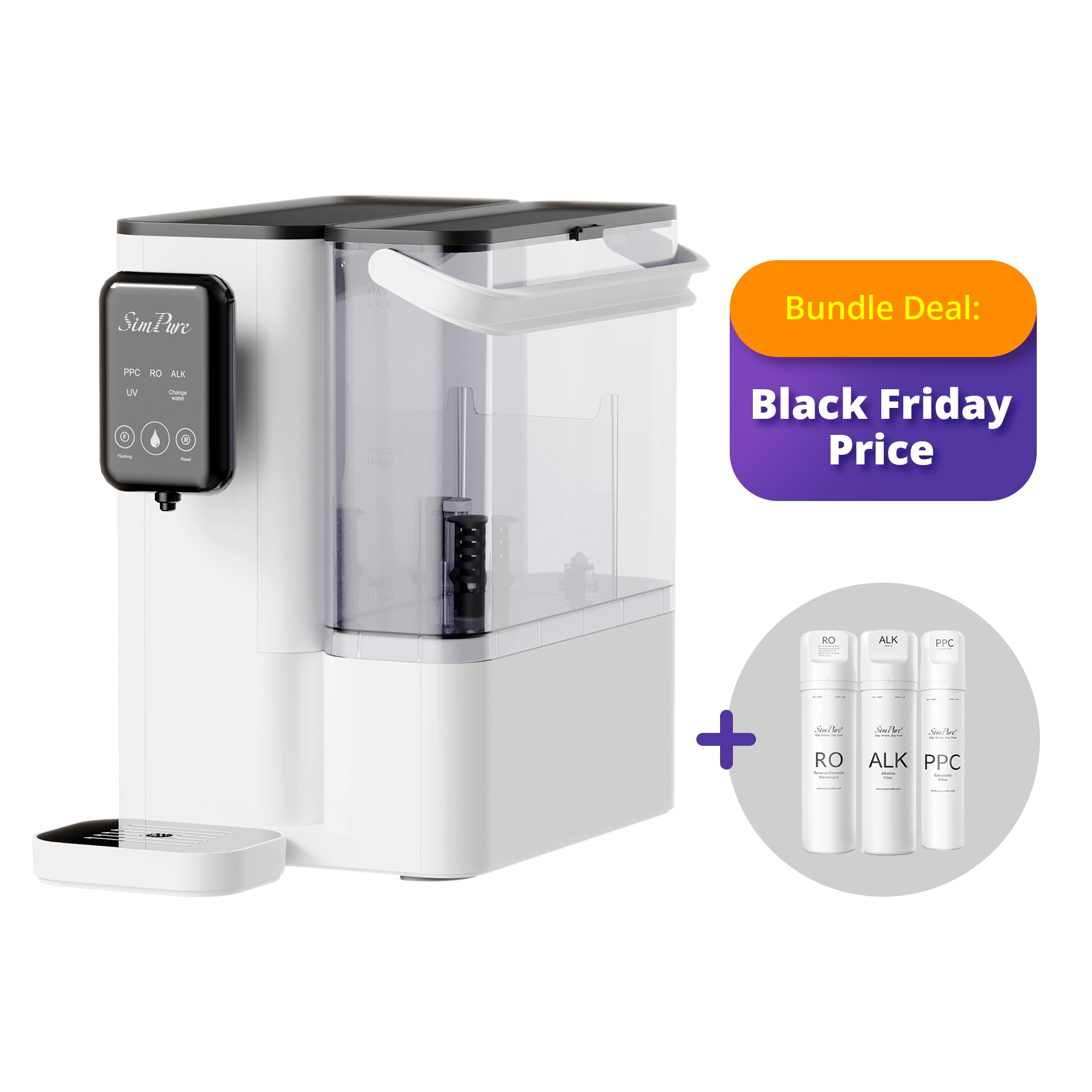 SimPure Y9A 300GPD 6-Stage Alkaline Countertop RO System with Remineralization