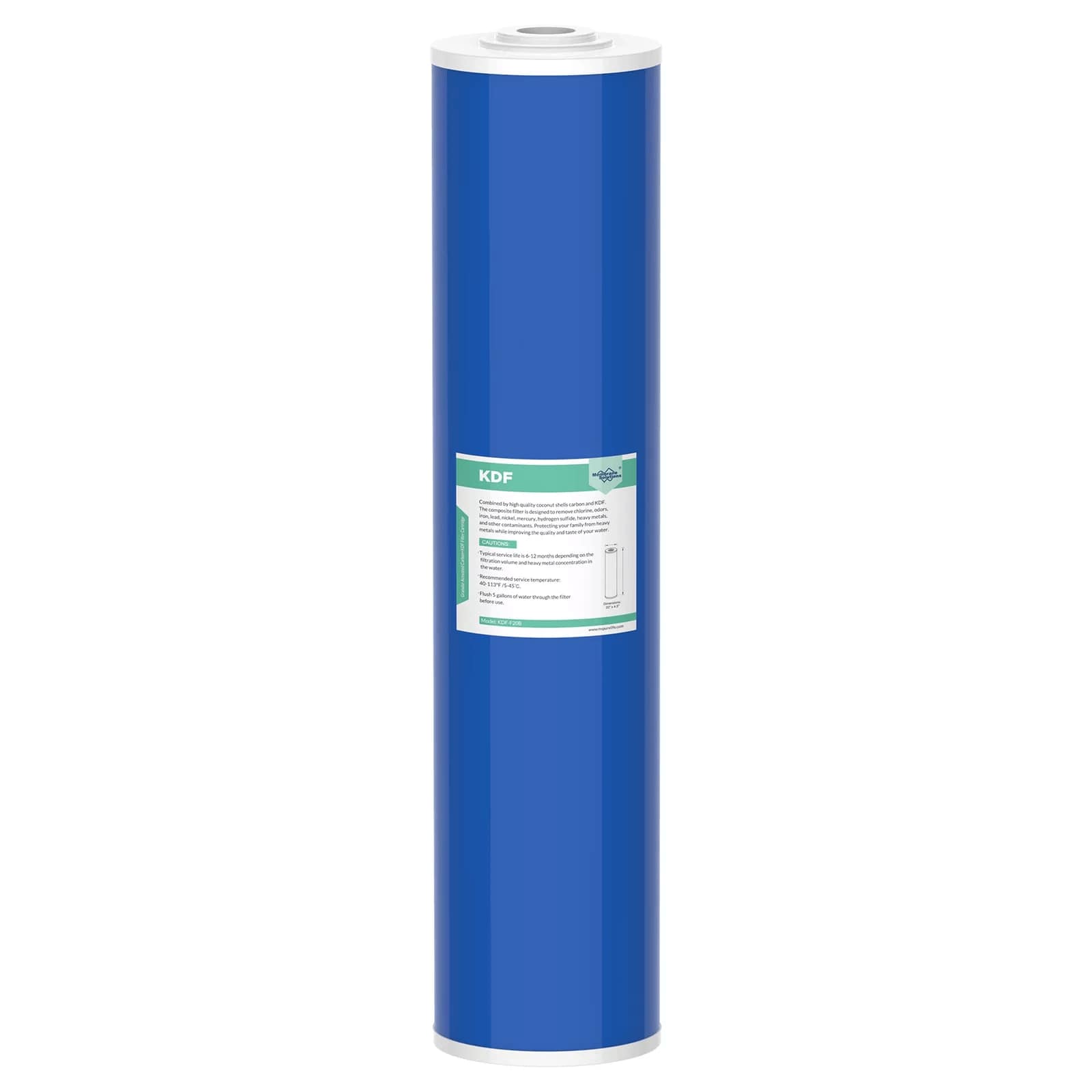 Membrane Solutions 20"x4.5" KDF Big Blue Whole House Water Filter Reduce Heavy Metals Iron Lead