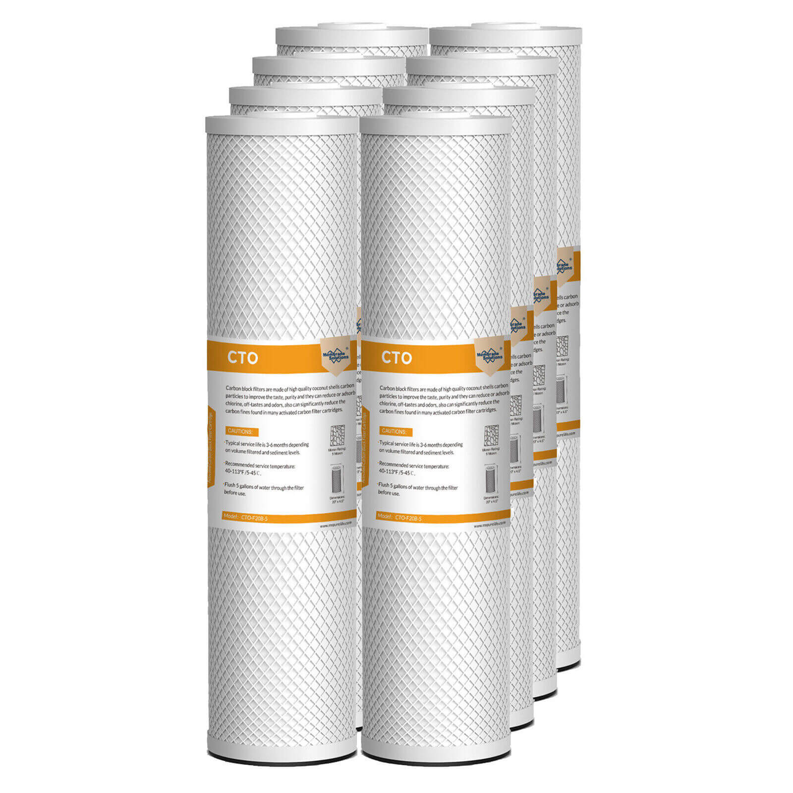 Membrane Solutions 20" x 4.5" 20 inch 5 Micron Coconut Shell Activated Carbon Block Filter Whole House Sediment Water Filter Cartridge Replacement
