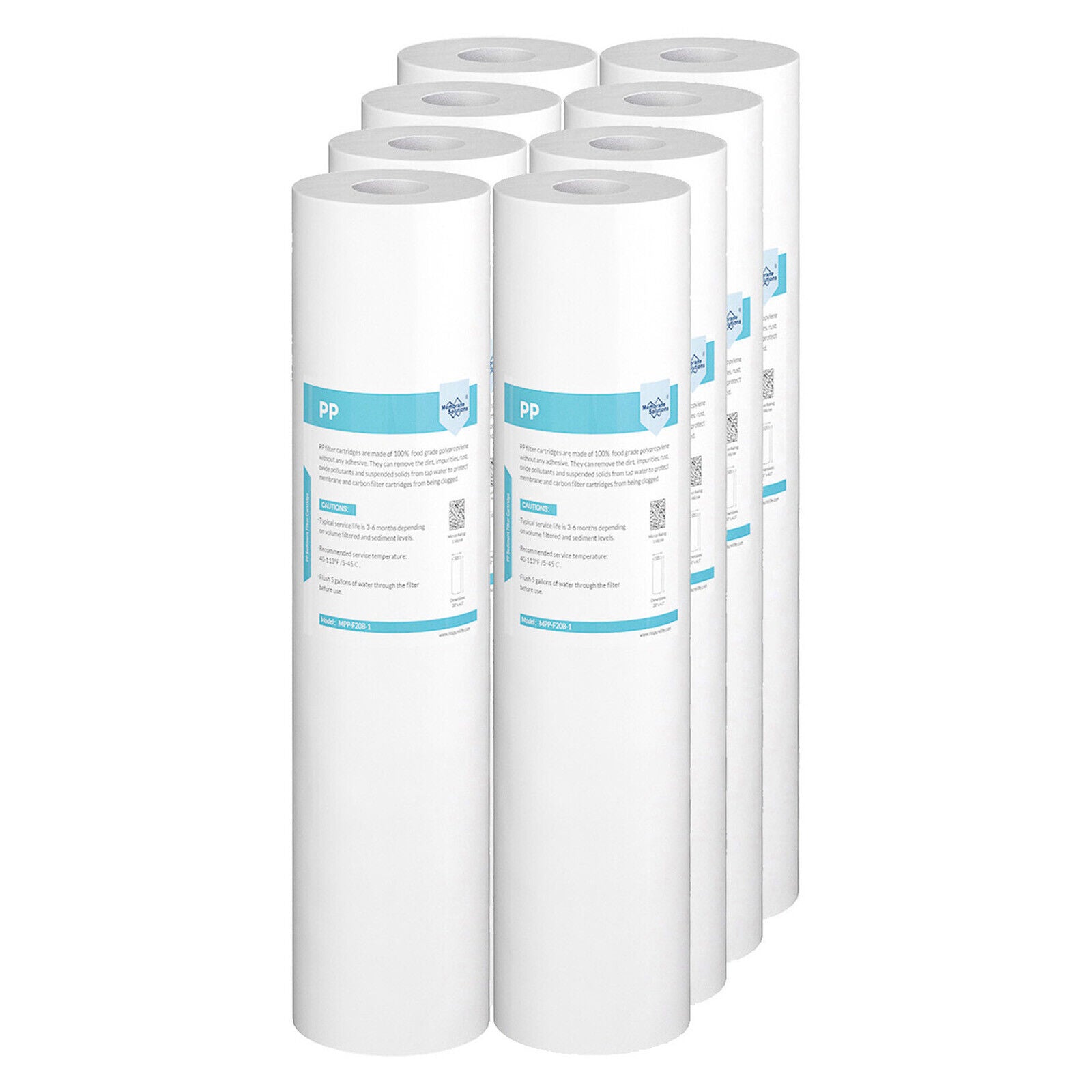 Membrane Solutions 20 Inch 20" x 4.5" Whole House PP Sediment Water Filter Cartridge Replacement 1/5 Micron