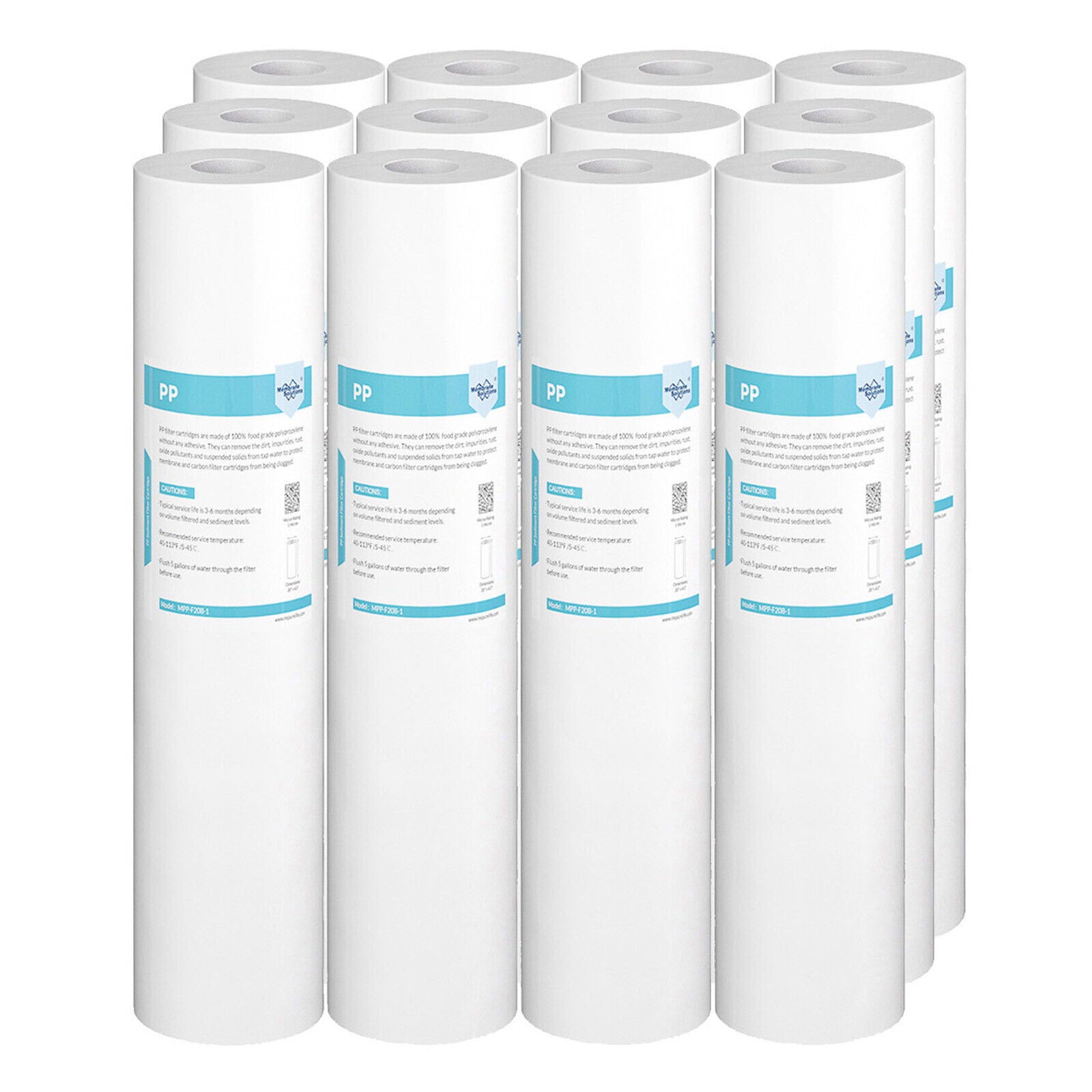 Membrane Solutions 20 Inch 20" x 4.5" Whole House PP Sediment Water Filter Cartridge Replacement 1/5 Micron