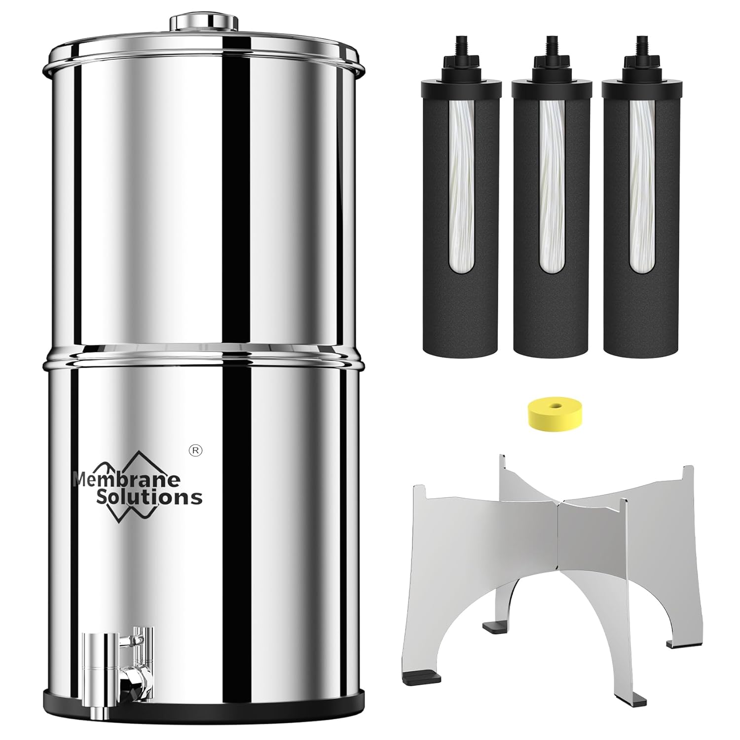 Membrane Solutions U3 2.25-Gallons Stainless Steel Gravity Water Filter with 3 Black UF Filters
