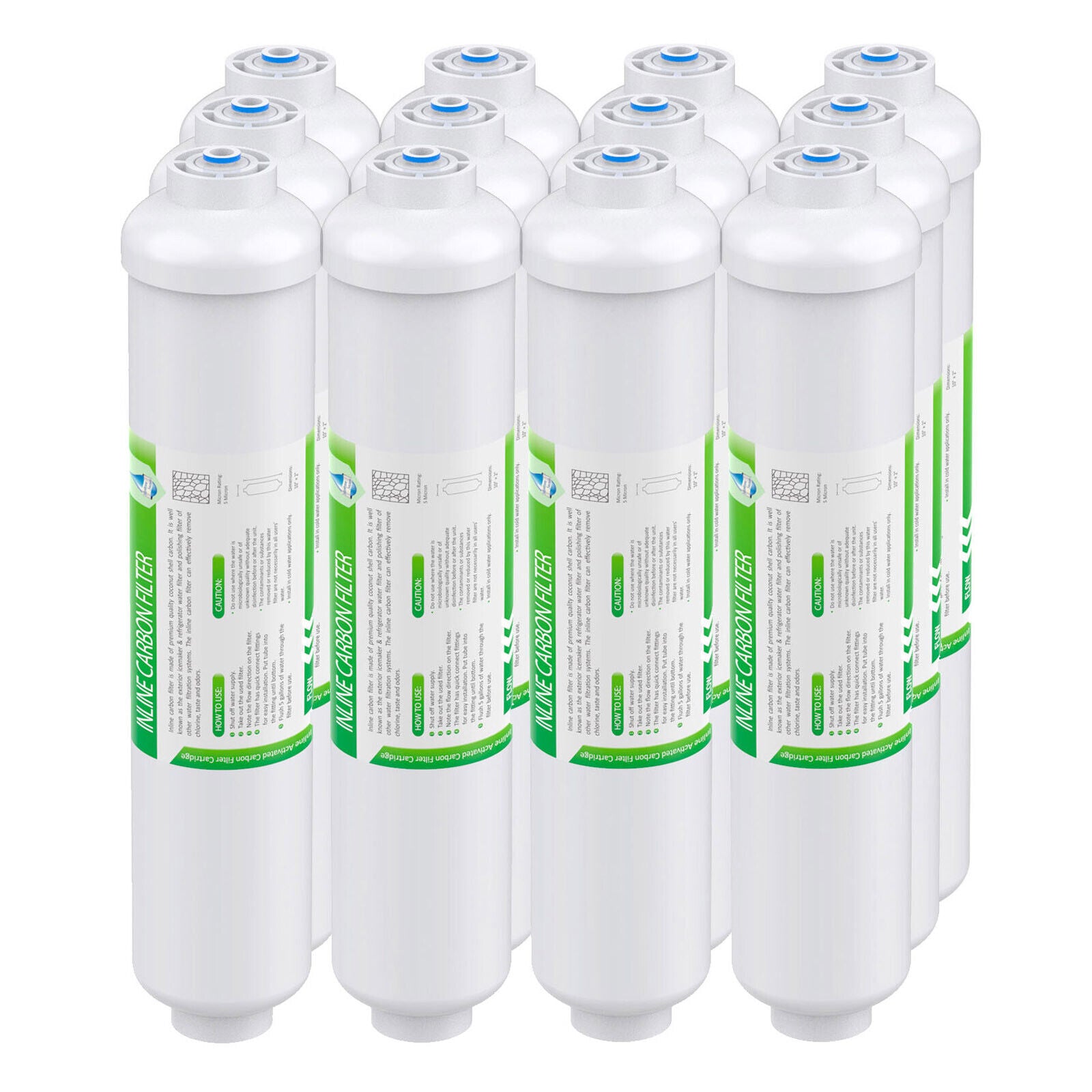 Membrane Solutions Inline T33 Water Filter, 1/4" Quick-Connect Filter Replacement Cartridge In-line Filter for Refrigerator & Ice Maker, Post-Carbon Filter for RO Water System