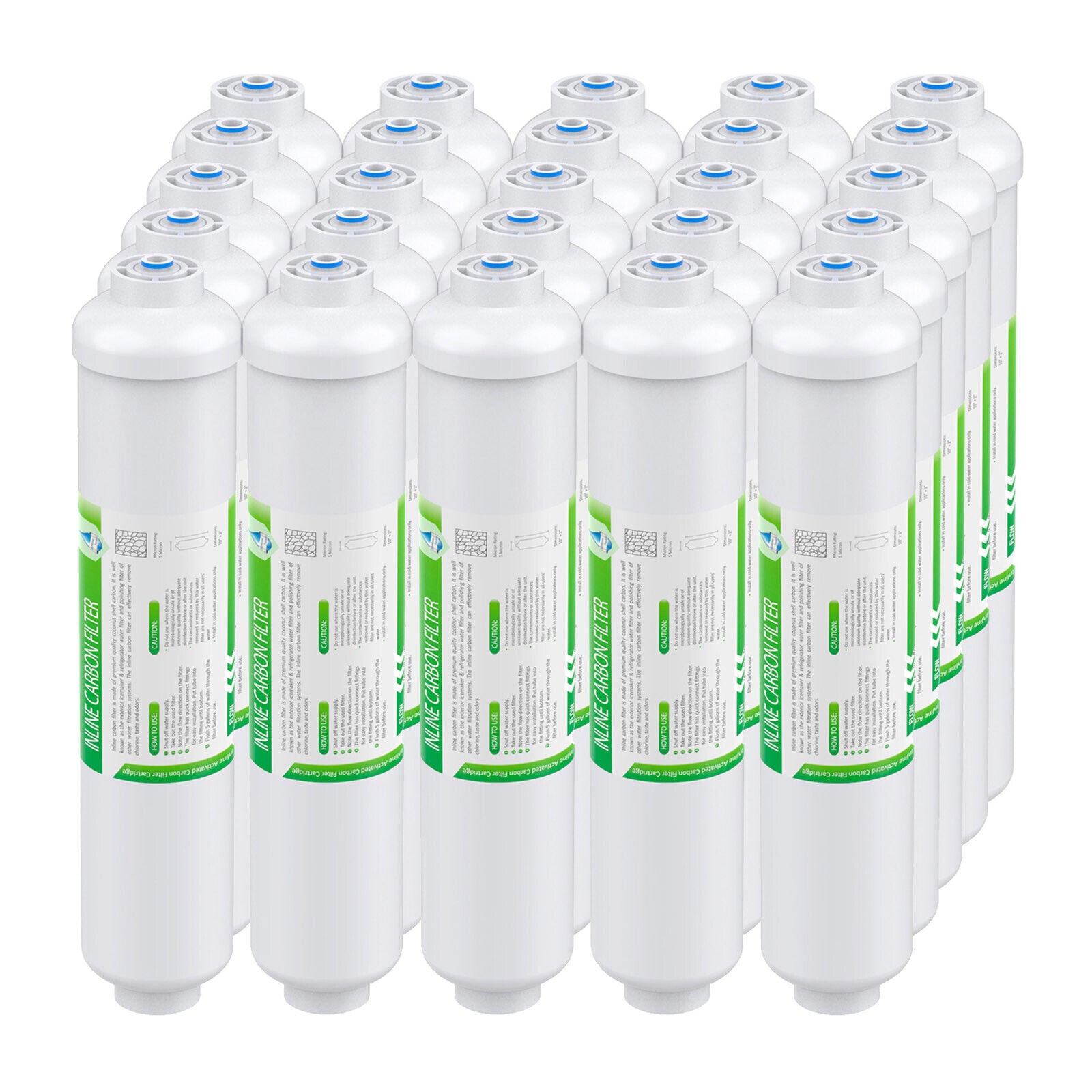 Membrane Solutions Inline T33 Water Filter, 1/4" Quick-Connect Filter Replacement Cartridge In-line Filter for Refrigerator & Ice Maker, Post-Carbon Filter for RO Water System