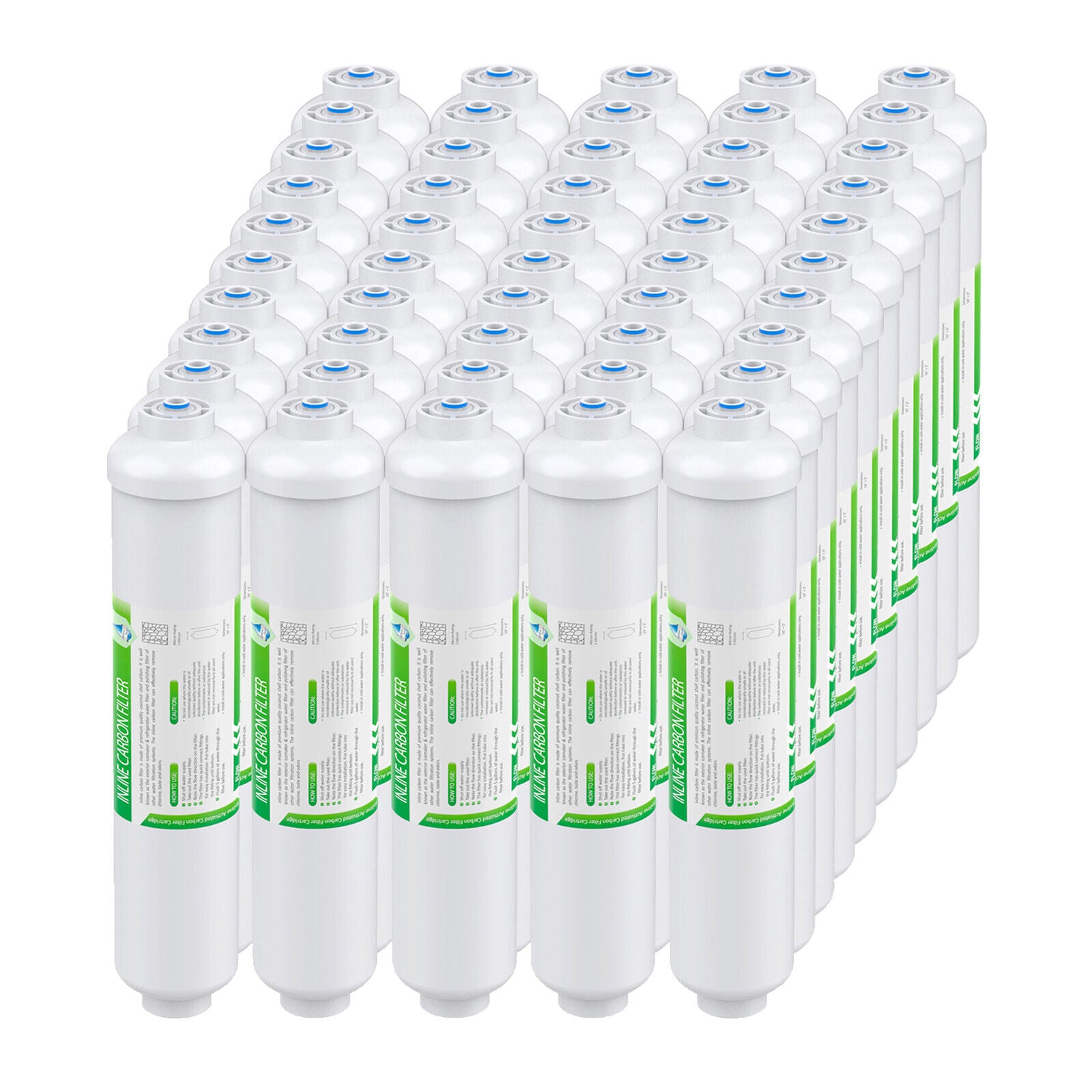 Membrane Solutions Inline T33 Water Filter, 1/4" Quick-Connect Filter Replacement Cartridge In-line Filter for Refrigerator & Ice Maker, Post-Carbon Filter for RO Water System