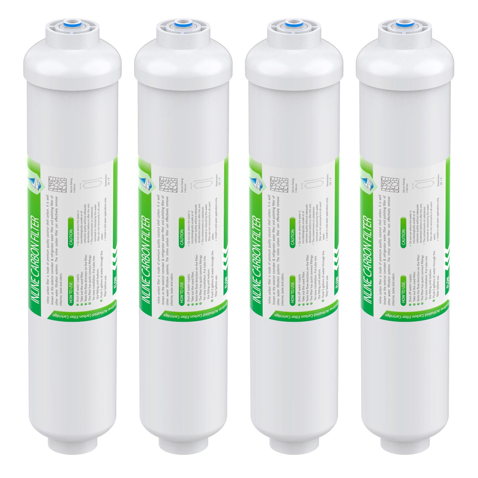 Membrane Solutions Inline T33 Water Filter, 1/4" Quick-Connect Filter Replacement Cartridge In-line Filter for Refrigerator & Ice Maker, Post-Carbon Filter for RO Water System