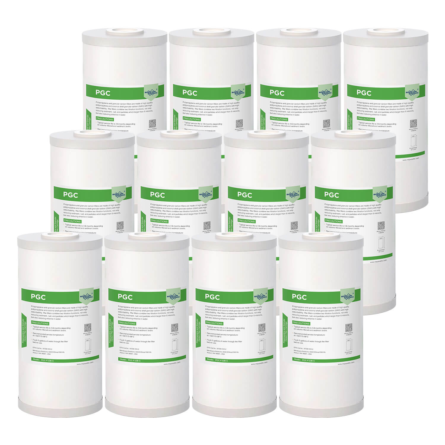 Membrane Solutions PGC 10" x 4.5" Universal Whole House Sediment and Carbon Filter 5 Micron