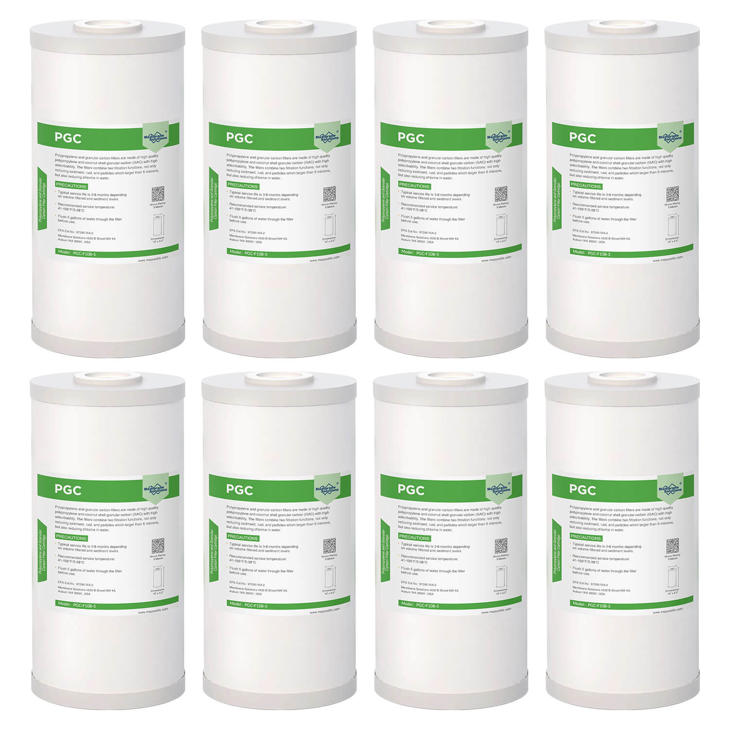 Membrane Solutions PGC 10" x 4.5" Universal Whole House Sediment and Carbon Filter 5 Micron