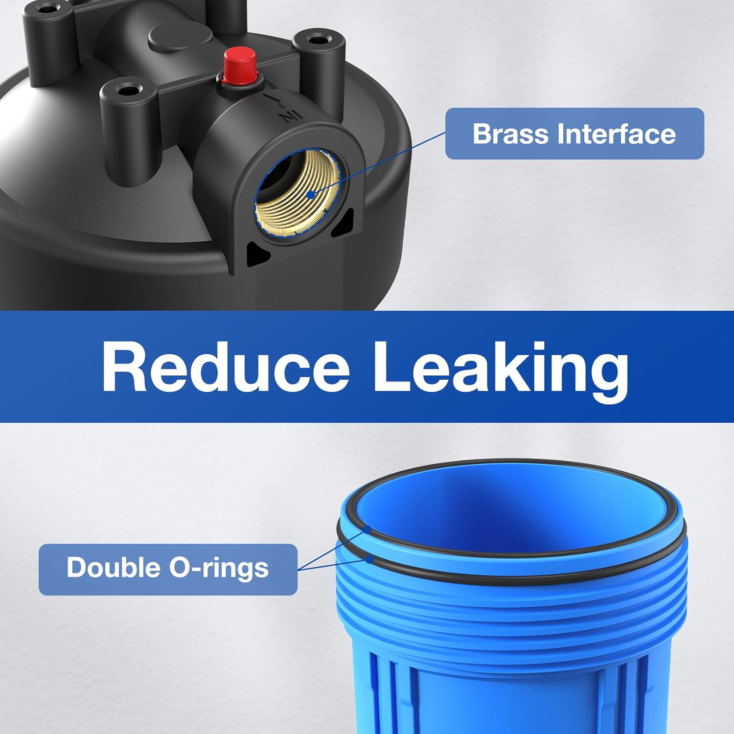 SimPure DB20P-3 3-Stage Whole House Water Filtration System with 5 Micron 20” x 4.5” Sediment & Carbon Water Filters for City/Well Water