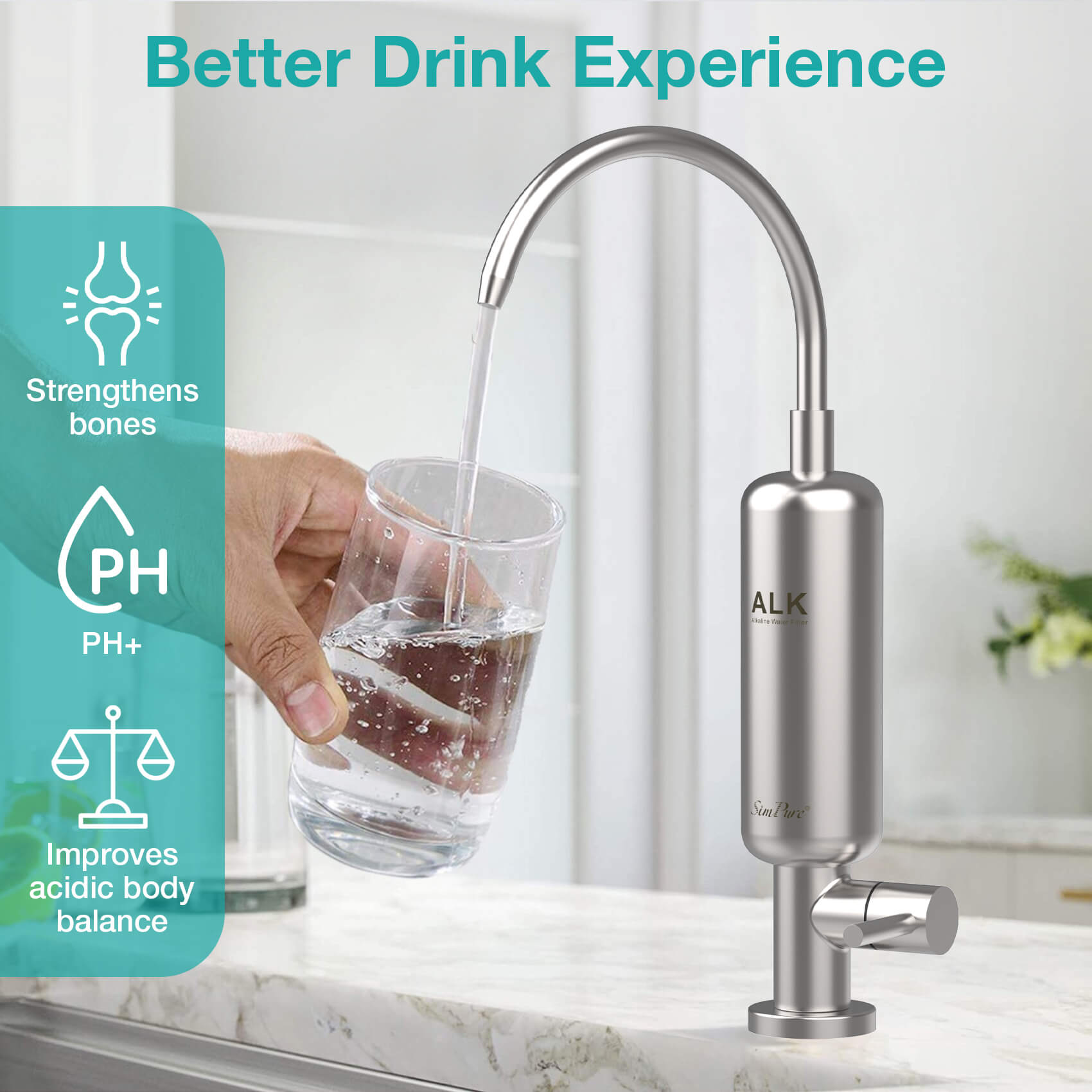 SimPure Q3-600A 600GPD 8-Stage Tankless RO System with Alkaline Filter Remineralization