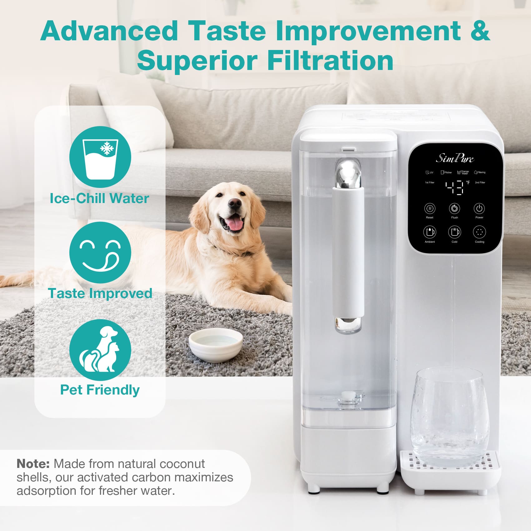 SimPure Y11C 6-Stage Cold Countertop RO System with CTO Filter, Reducing TDS