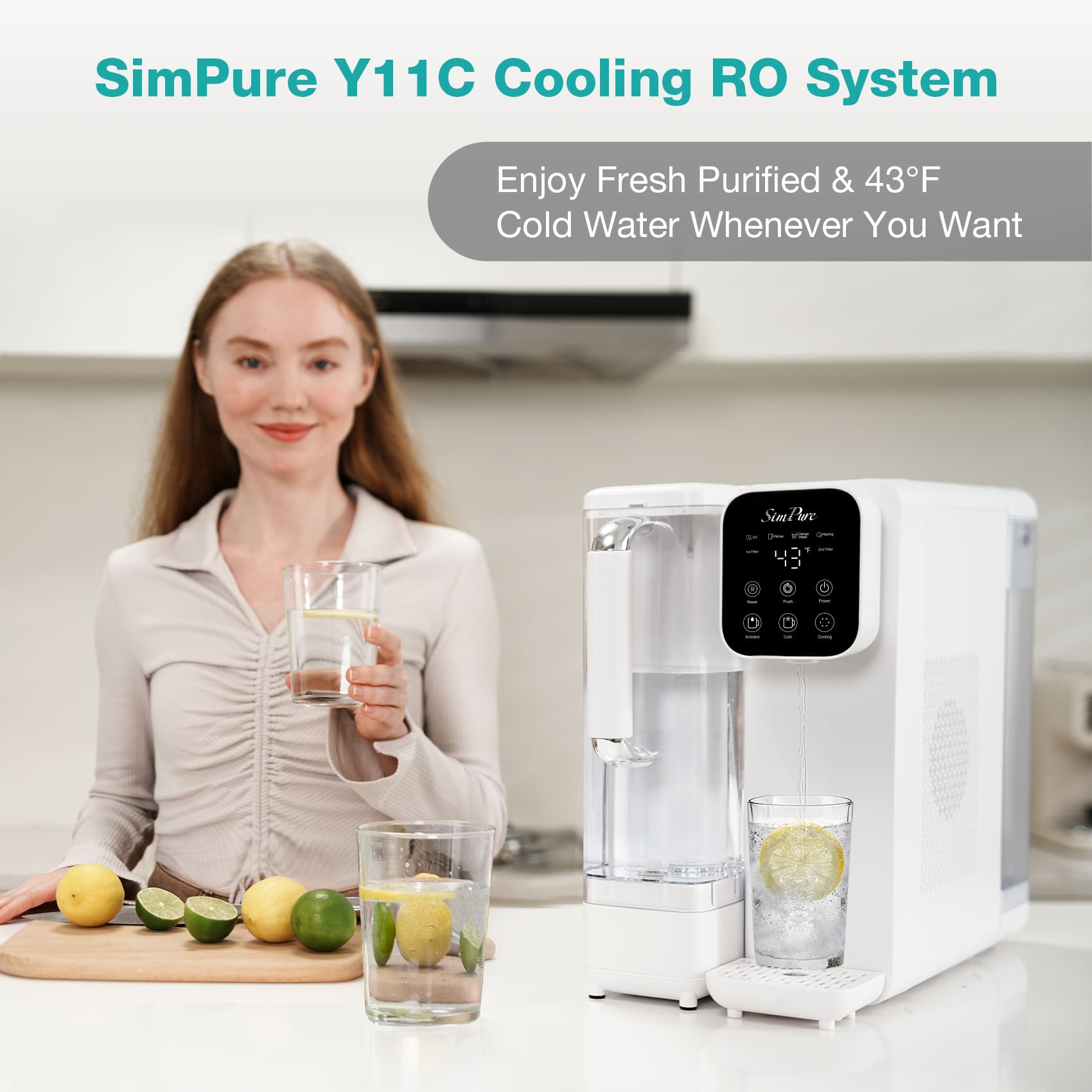 SimPure Y11C 6-Stage Cold Countertop RO System with CTO Filter, Reducing TDS