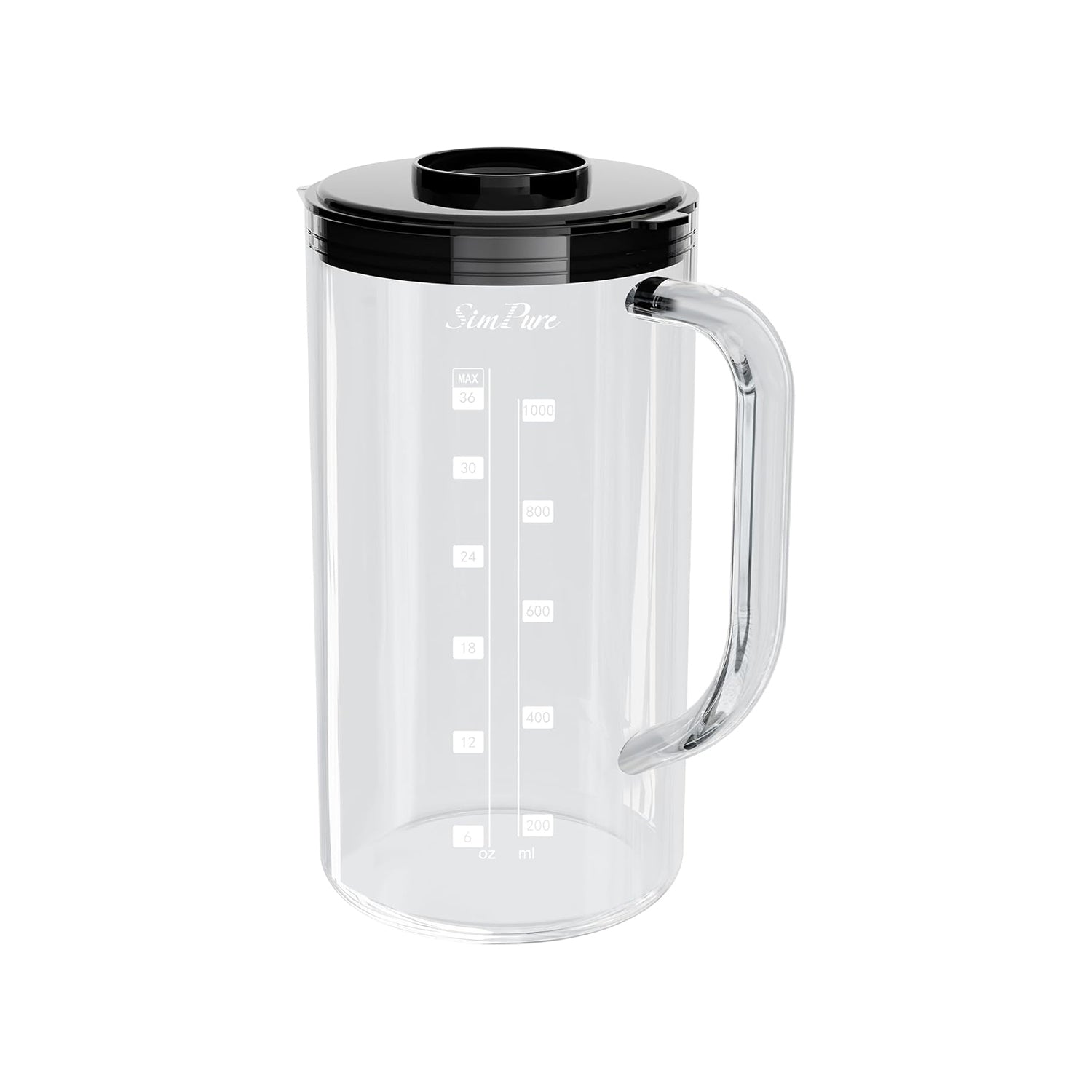 SimPure Y7T-BW Series Portable Glass Pitcher (No Filter Included)