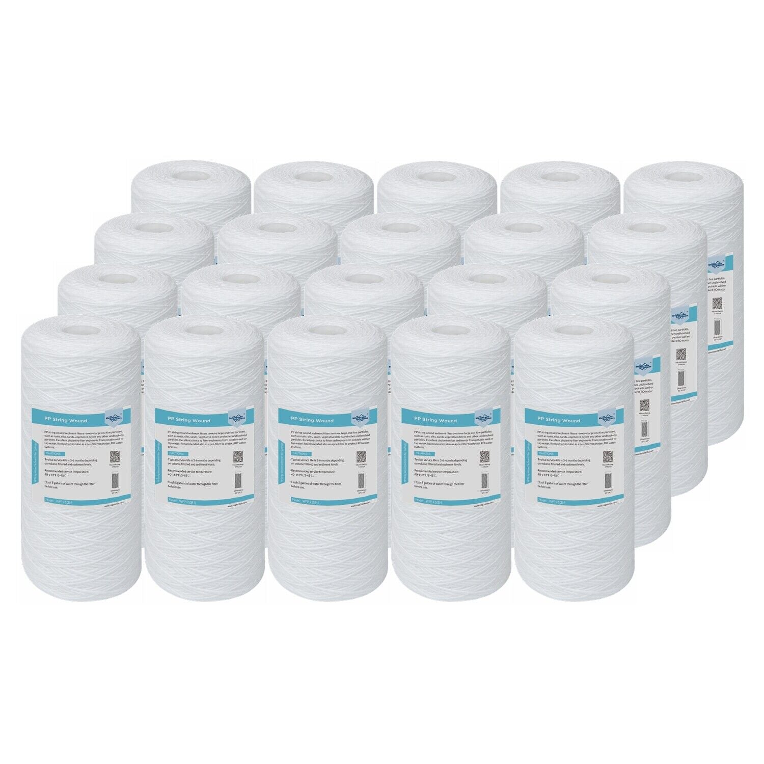 Membrane Solutions 10" x 4.5" String Wound Sediment Water Filter 1/5/10 Micron for Big Blue