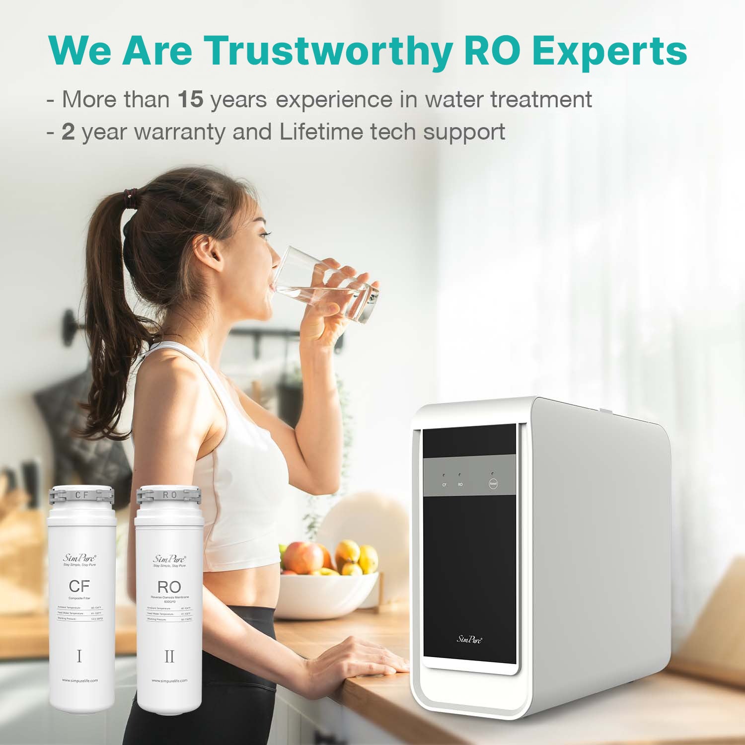 SimPure Q3-600 7-Stage 600GPD Under Sink Tankless RO Water Filtration System