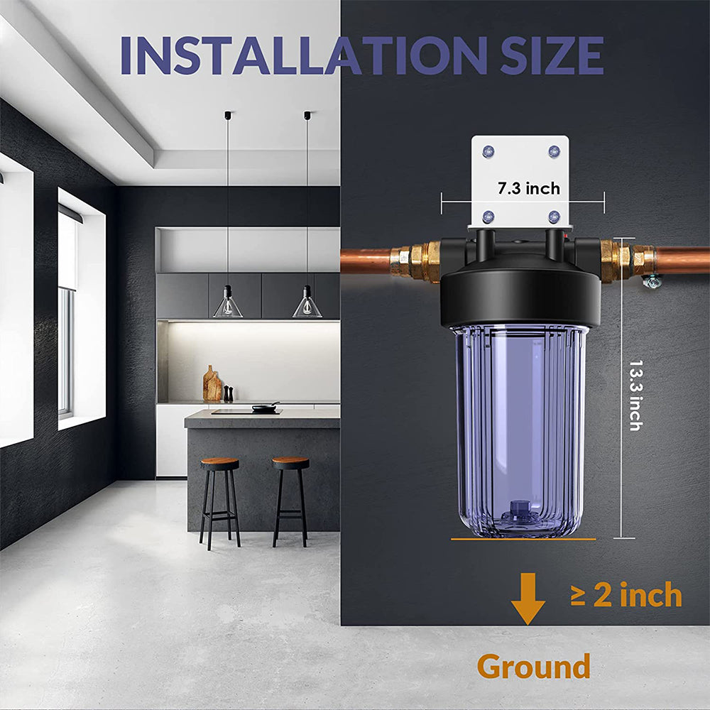 SimPure DB10C Clear 10 Inch Whole House Water Filter Housing for 4.5 x 10 Inch Standard Size Filter
