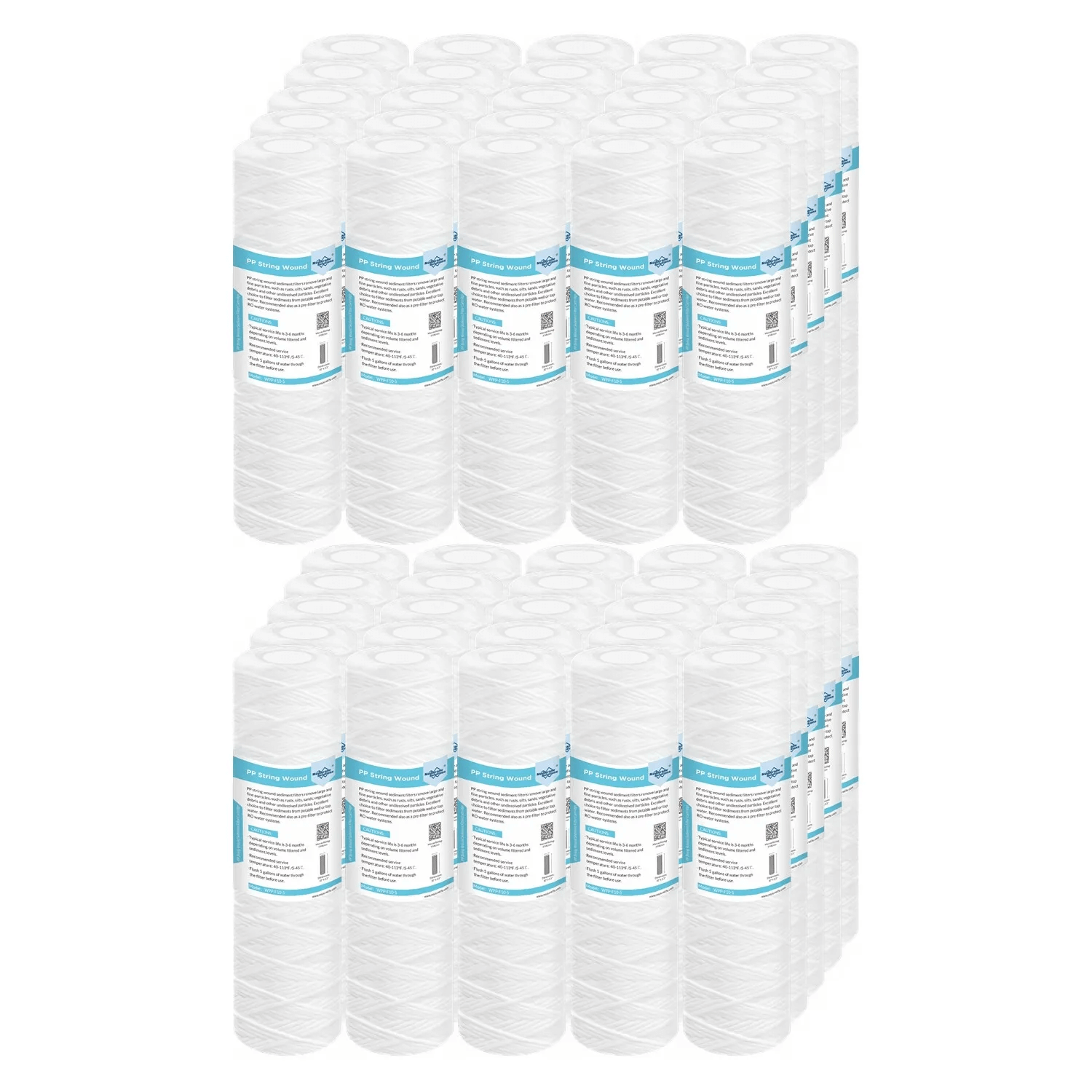 Membrane Solutions 10" x 2.5" String Wound Whole House Water Filter Replacement Cartridge Universal Sediment Filters for Well Water 1/5/10/20/30/50 Micron