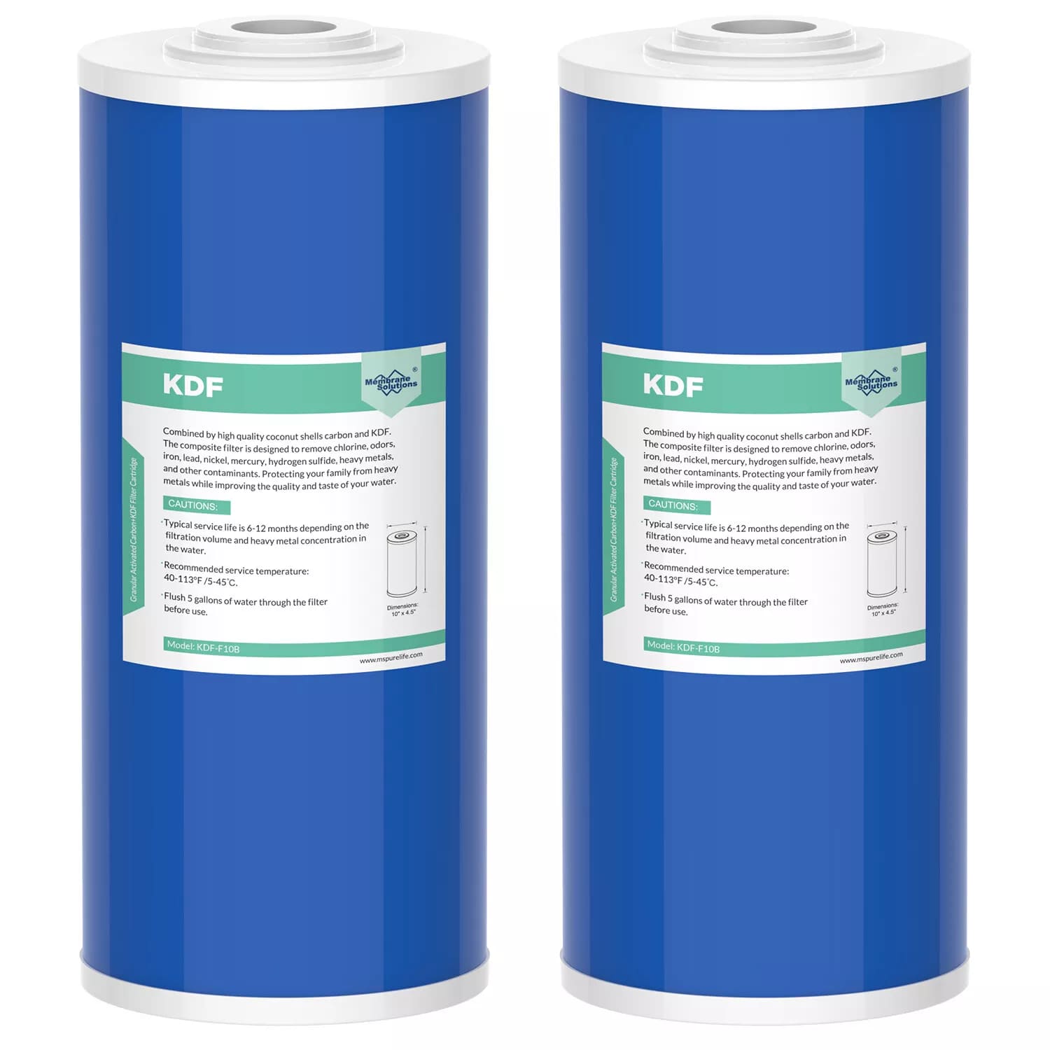 Membrane Solutions 10" x 4.5" Heavy Metal Reducing KDF Whole House Water Filter Cartridge