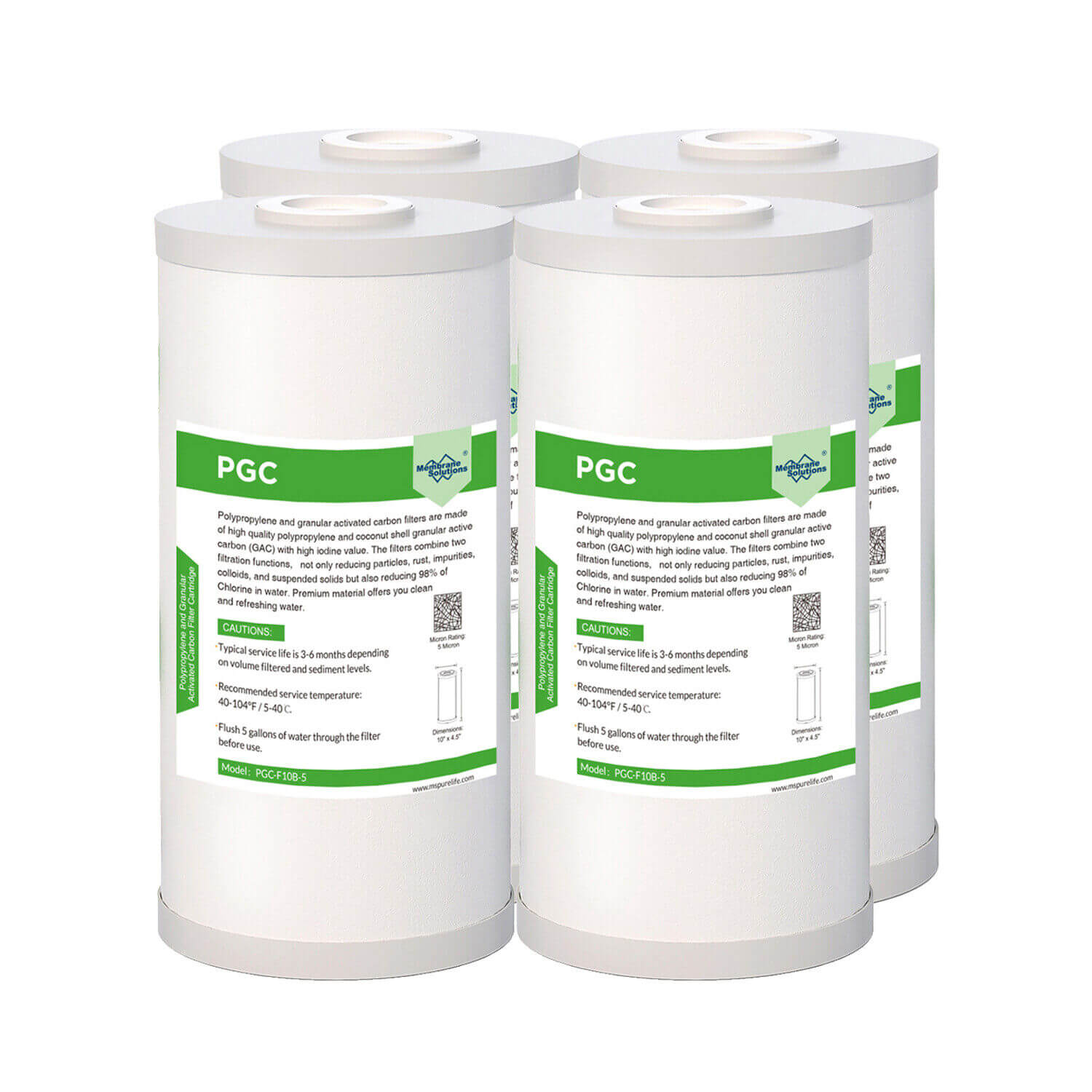 Membrane Solutions 10" x 4.5" Universal Whole House Sediment and Carbon Filter 5 Micron