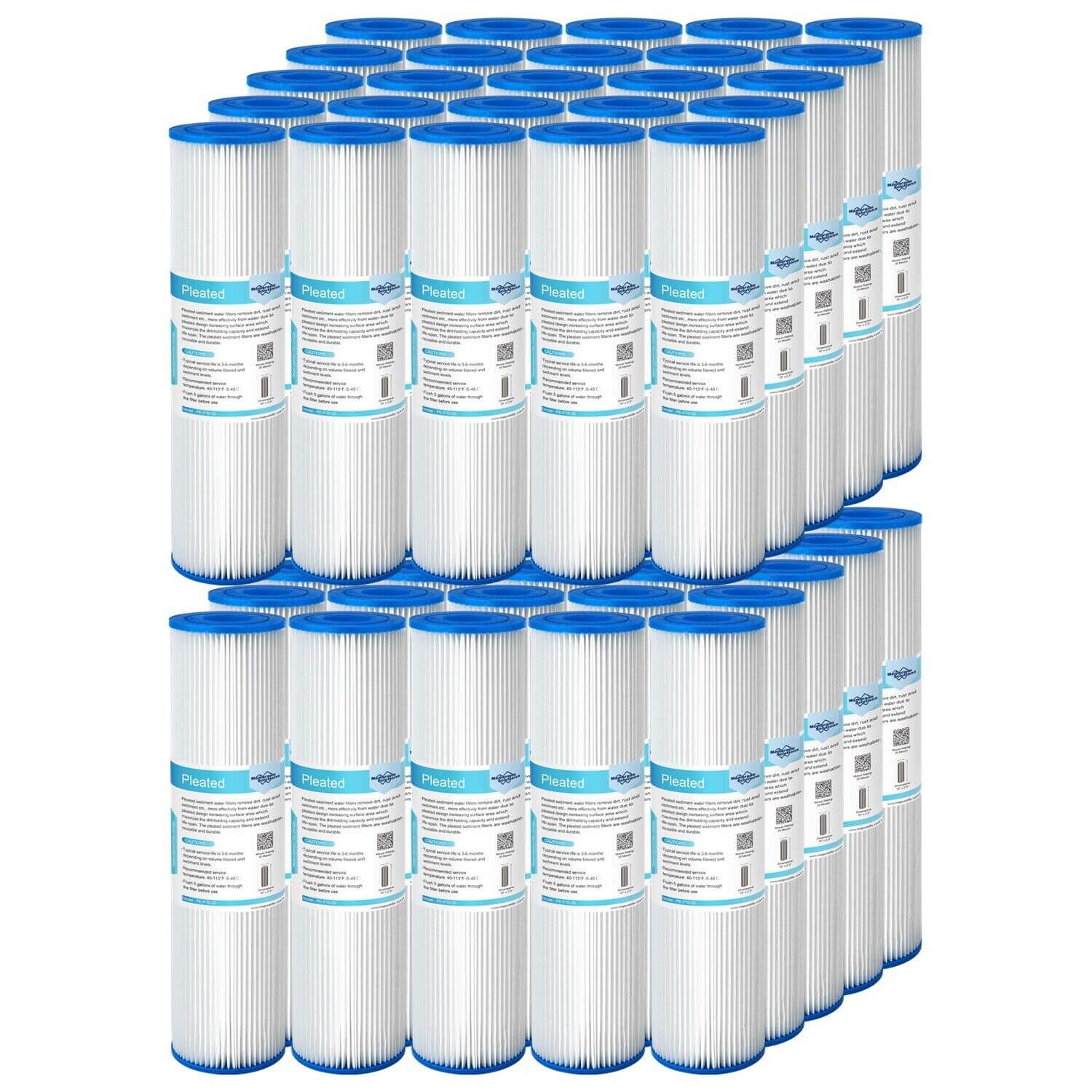 Membrane Solutions 10" x 2.5" Pleated Polyester Sediment Water Filter  Replacement Cartridge Universal Whole House Pre-Filter 5/20/50 Micron