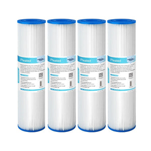 Membrane Solutions 10" x 2.5" Pleated Polyester Sediment Water Filter  Replacement Cartridge Universal Whole House Pre-Filter 5/20/50 Micron