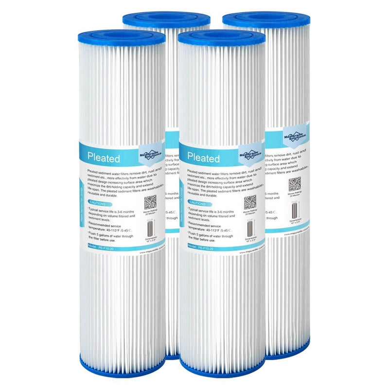 Membrane Solutions 10" x 2.5" Pleated Polyester Sediment Water Filter  Replacement Cartridge Universal Whole House Pre-Filter
