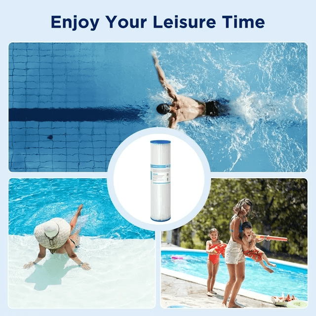 Membrane Solutions 10" x 2.5" Pleated Polyester Sediment Water Filter  Replacement Cartridge Universal Whole House Pre-Filter 5/20/50 Micron