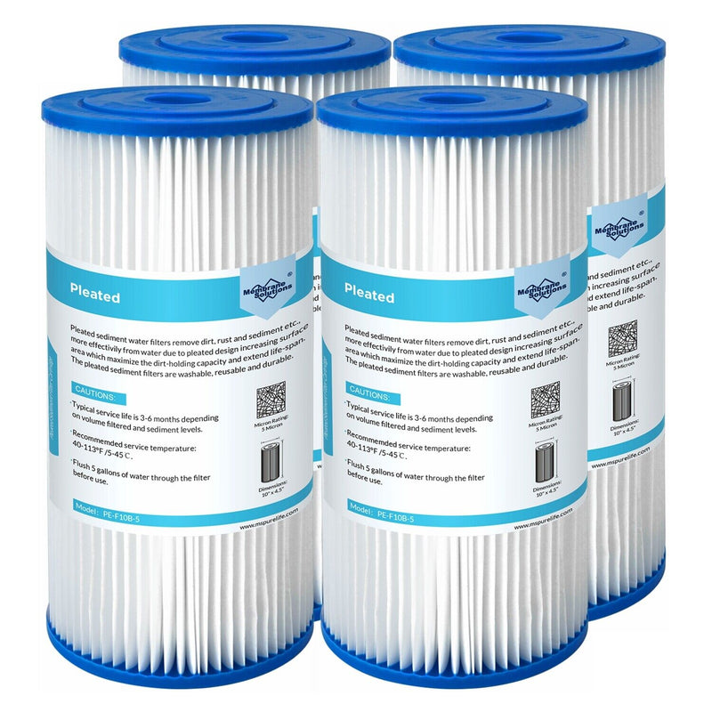 Membrane Solutions Pleated Water Filter Home 10"x4.5" Whole House Heavy Duty Sediment Replacement Cartridge