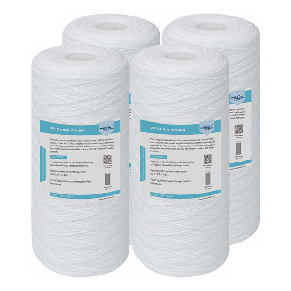 Membrane Solutions 10" x 4.5" String Wound Sediment Water Filter 1/5/10 Micron for Big Blue
