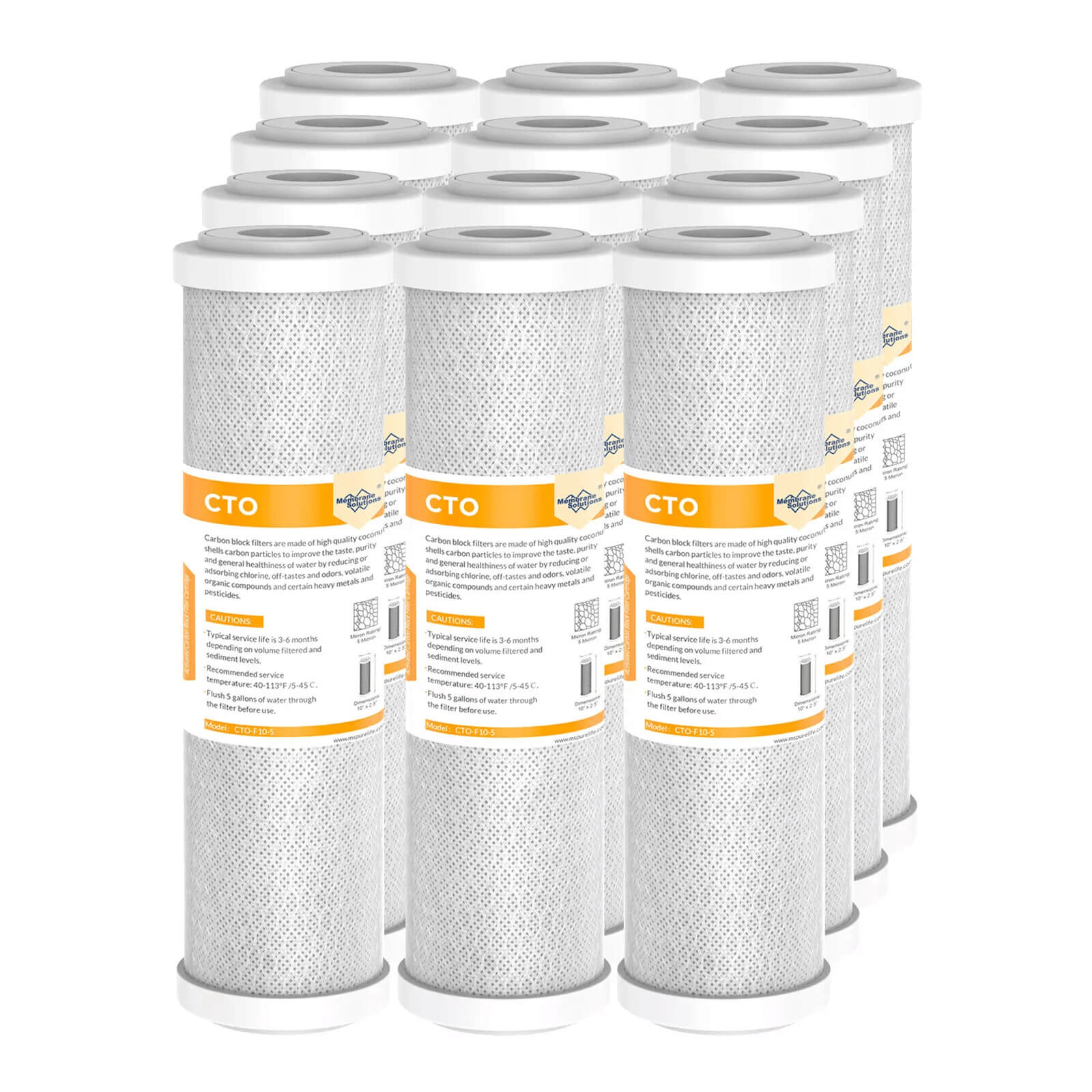 Membrane Solutions Coconut Shell Activated Carbon Whole House Sediment Water Filter Cartridge Replacement | 5 Micron 10" x 2.5"