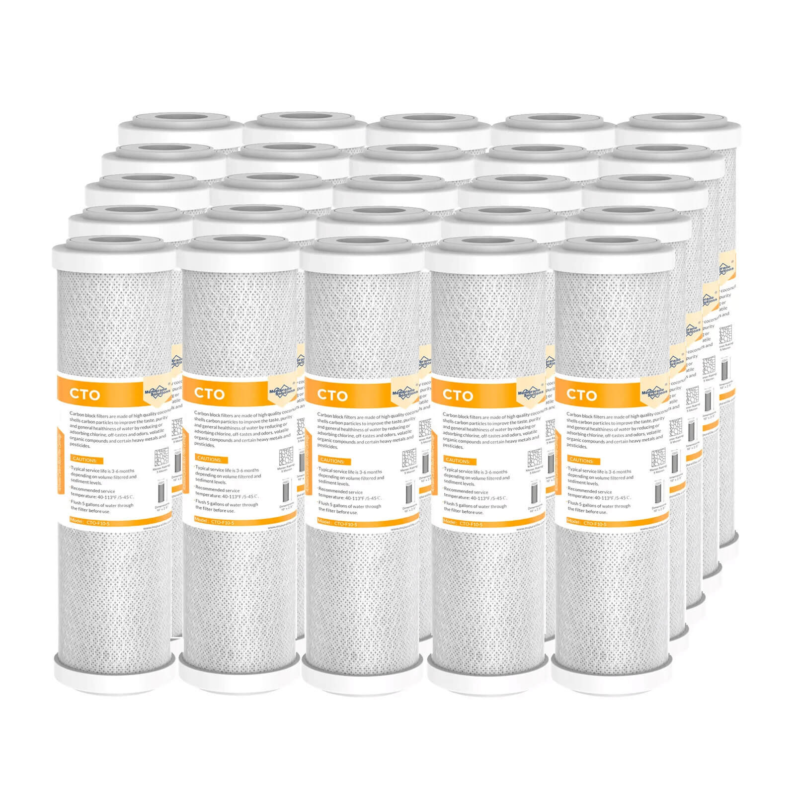 Membrane Solutions Coconut Shell Activated Carbon Whole House Sediment Water Filter Cartridge Replacement | 5 Micron 10" x 2.5"